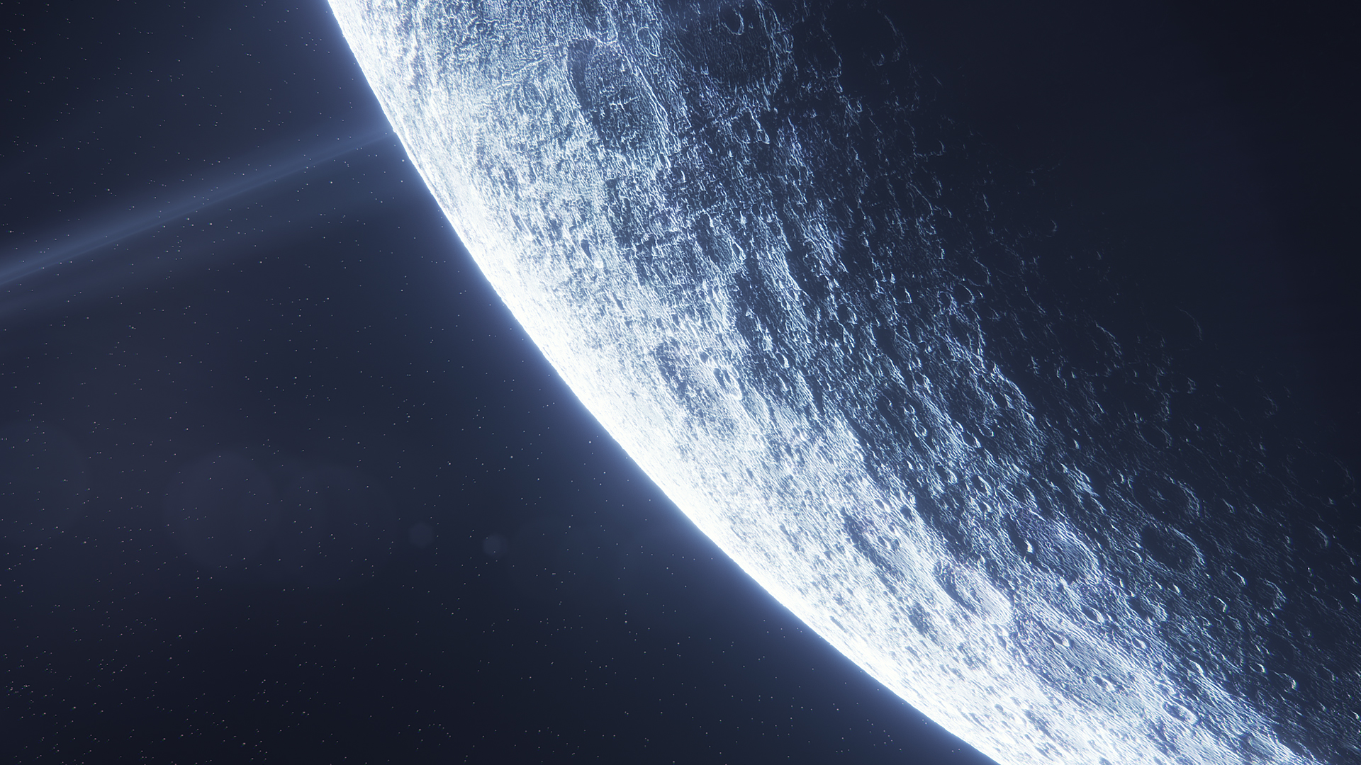 The Moon in Space with Stars HD Wallpaper