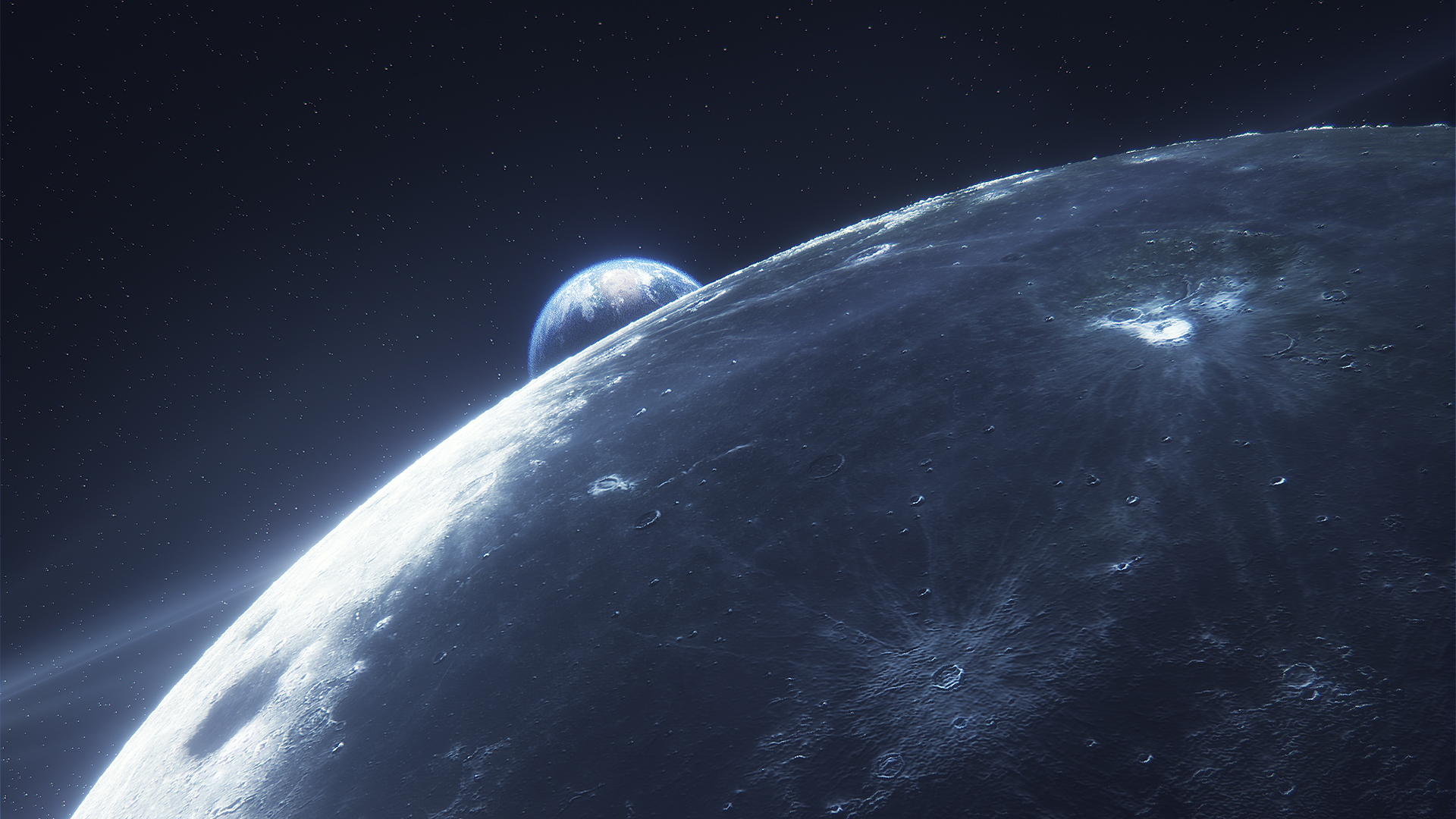 Earth and Moon in Space HD Wallpaper