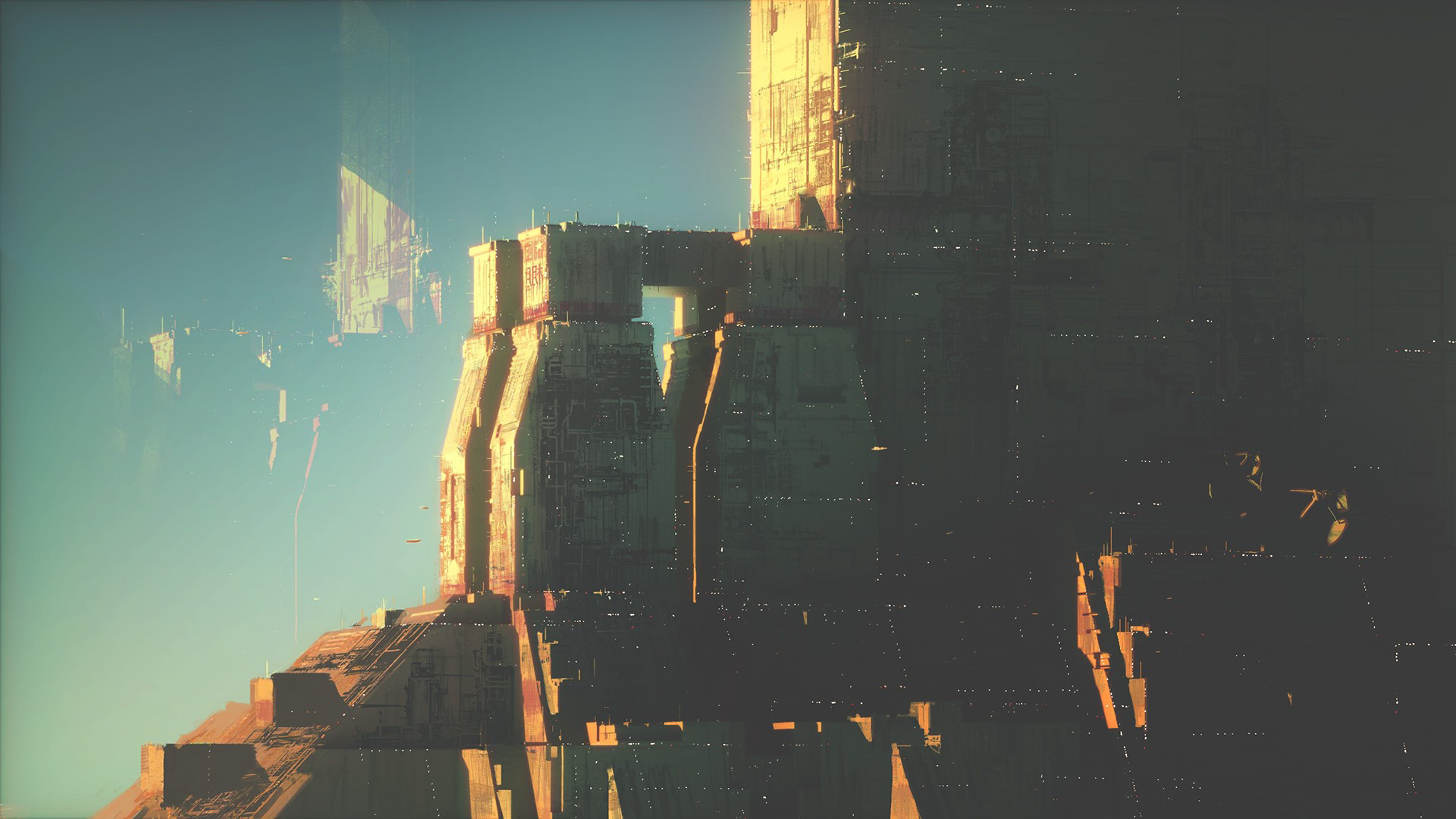Futuristic city in a science fiction landscape HD Wallpaper