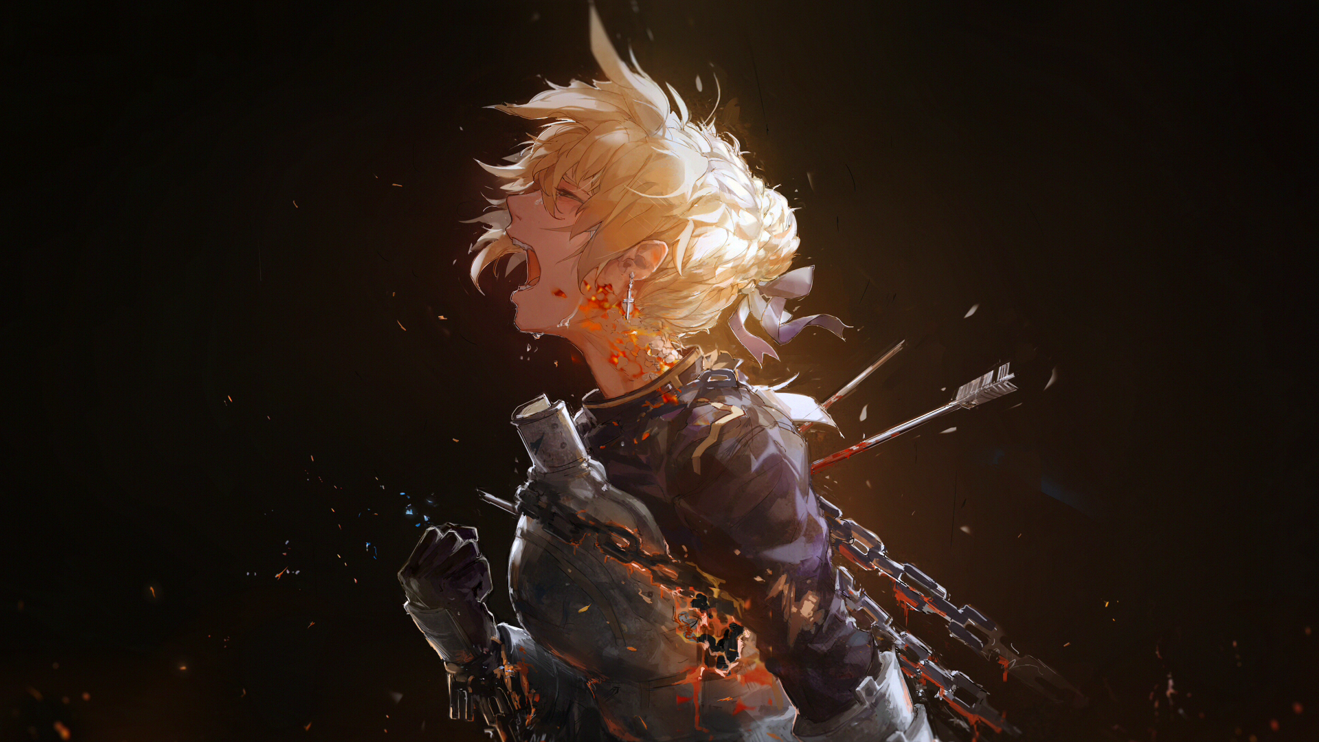 Saber from Fate Series in pain HD Wallpaper