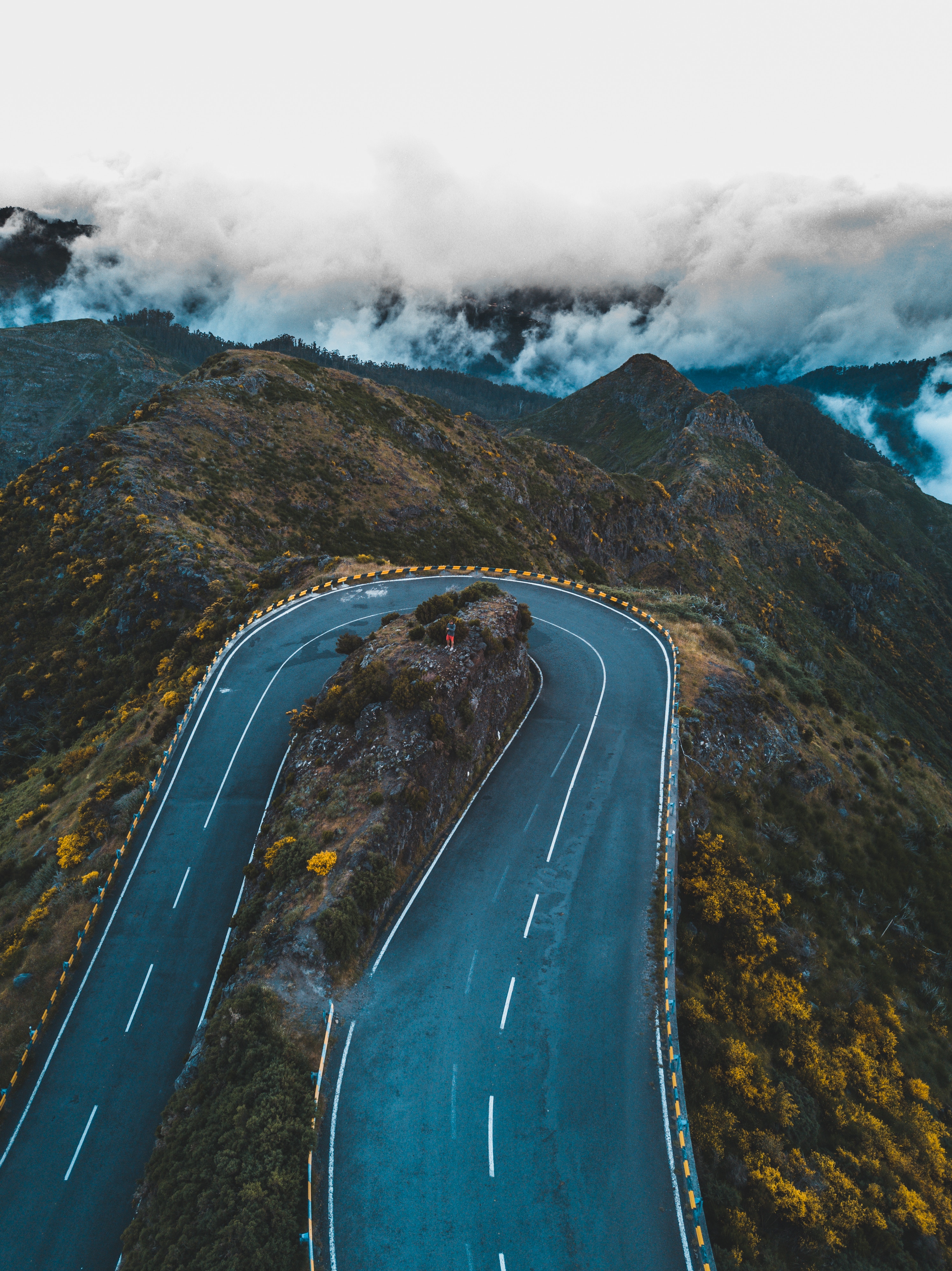 Winding mountain road in Madeira, Portugal HD Wallpaper