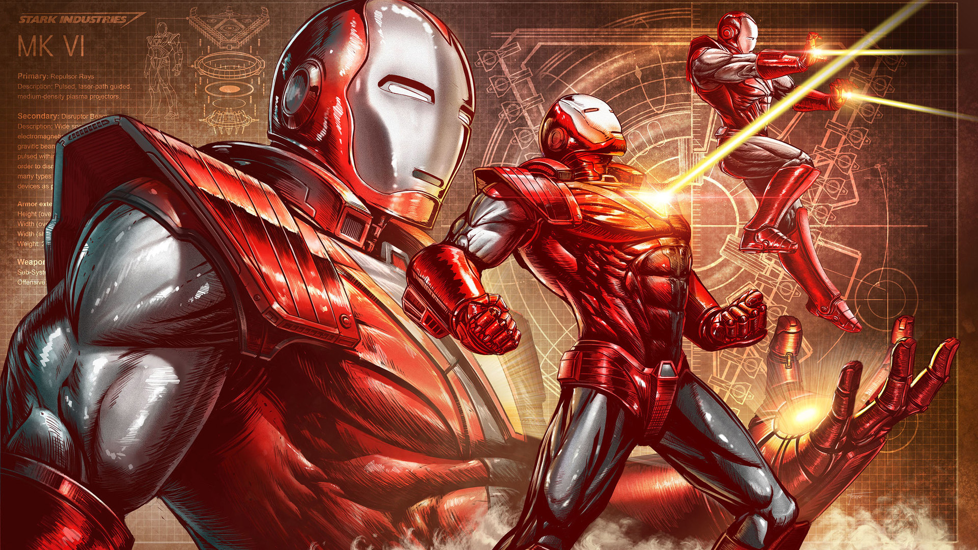 Iron Man Mk VI suits from Marvel Comics HD Wallpaper