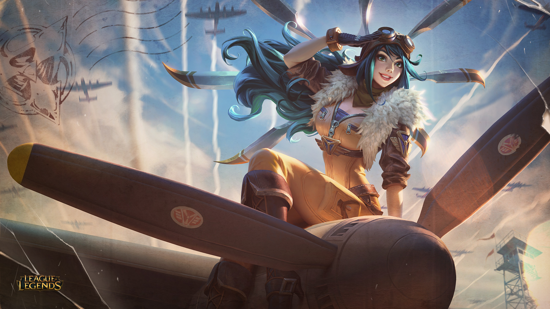 Irelia from League of Legends on a plane HD Wallpaper