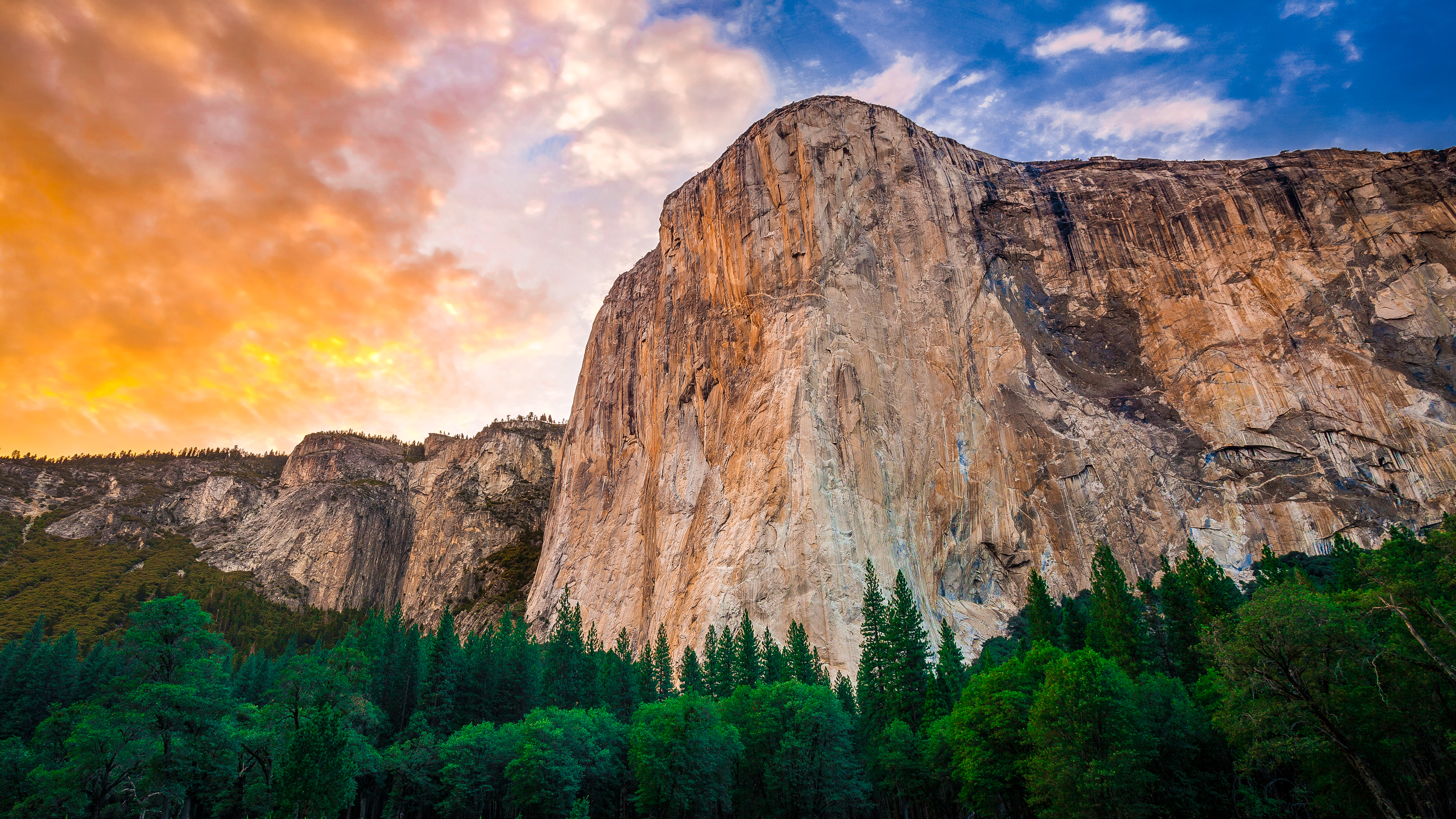 El Capitan mountain with forest and sunset clouds HD Wallpaper