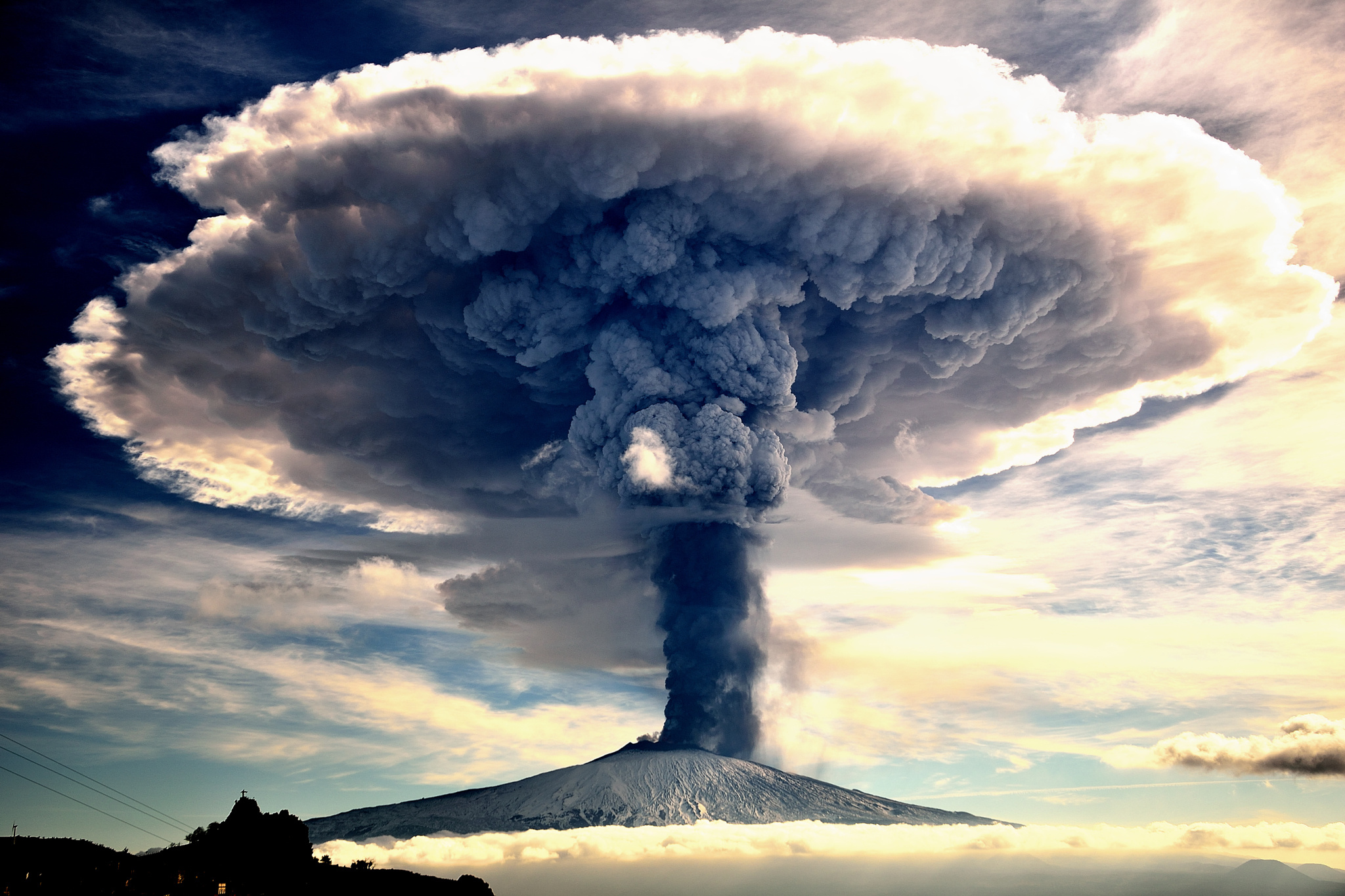 smoke, lava, Sicily, Mount Etna, Italy, 500px, volcano, clouds, nature, eruption, Etna, landscape, mushroom clouds, Giuseppe Mario Famiani HD Wallpaper