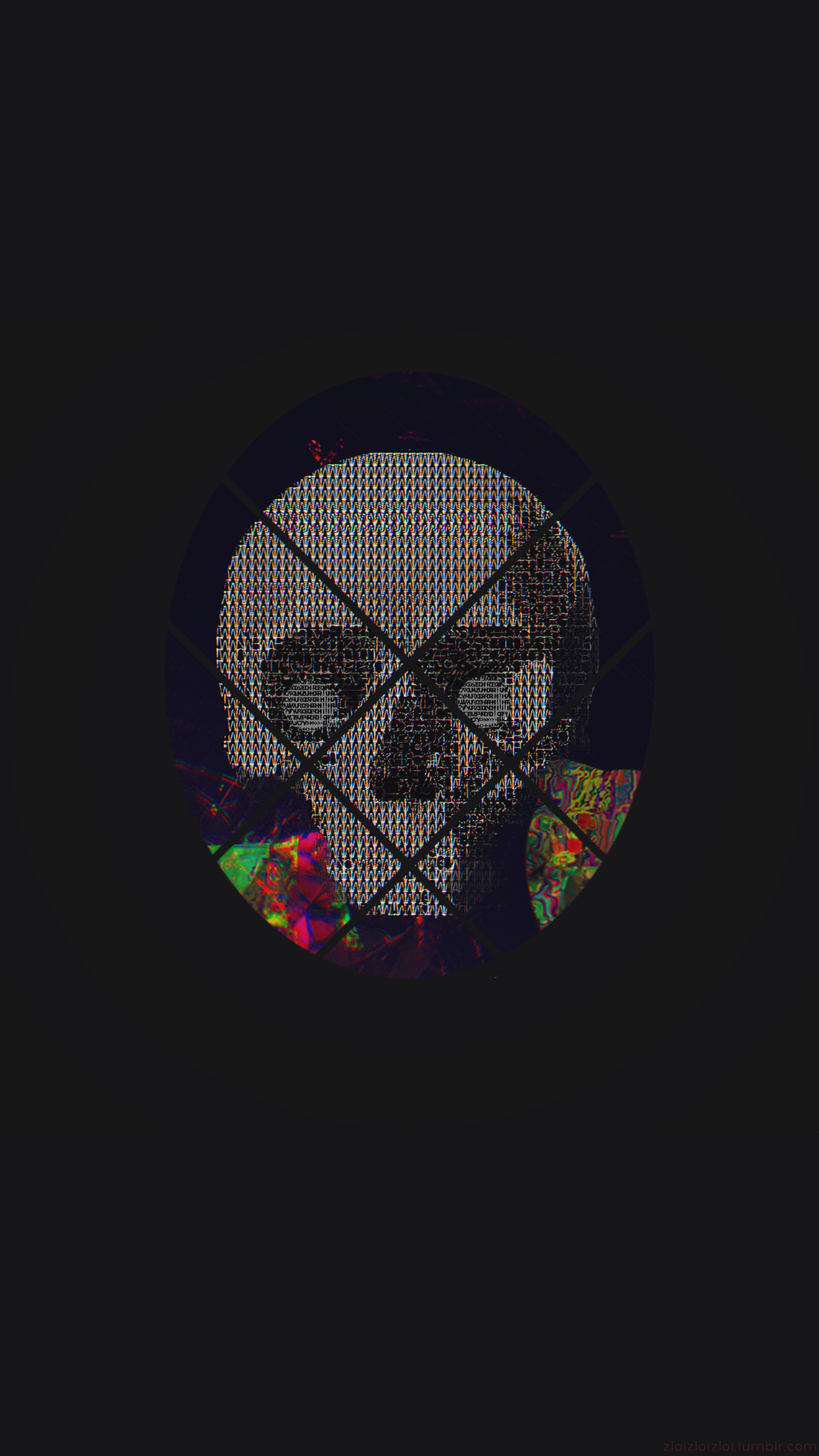 Glitch art skull made of ASCII characters HD Wallpaper