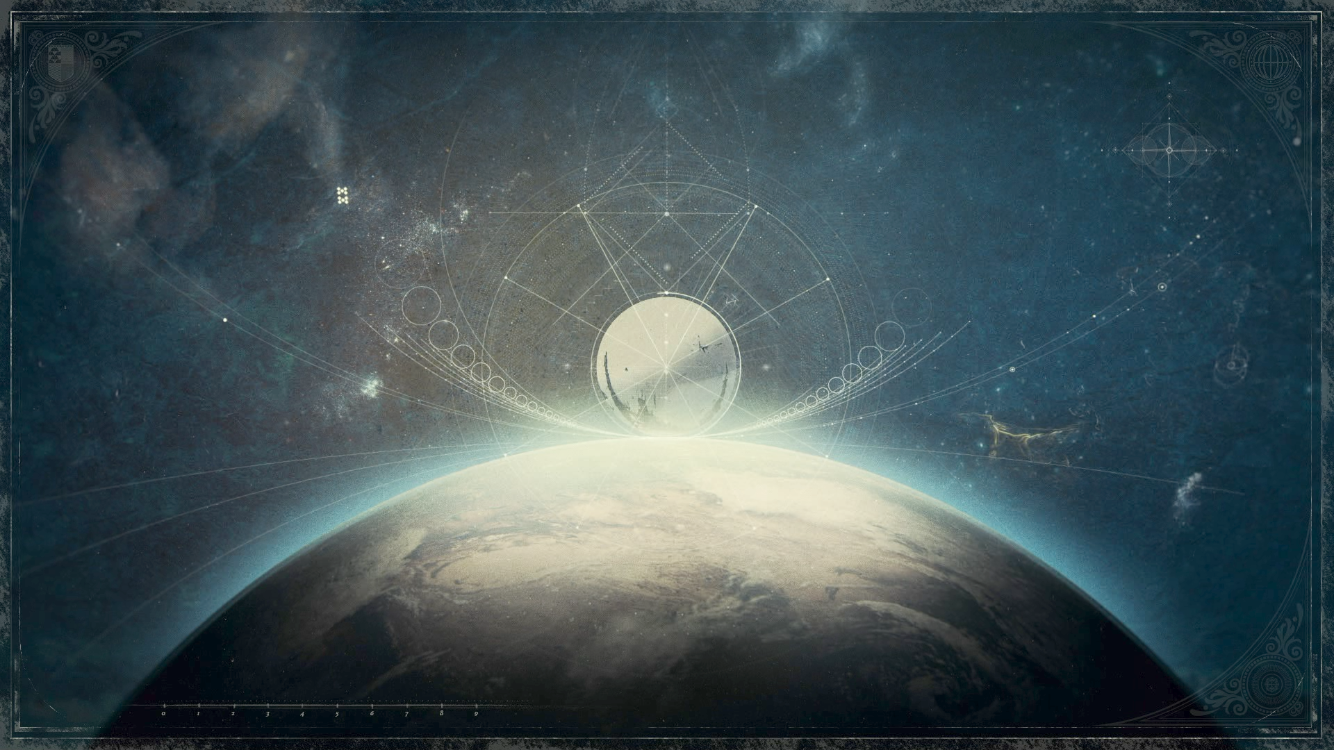 Destiny: Earth and celestial geometry in space HD Wallpaper