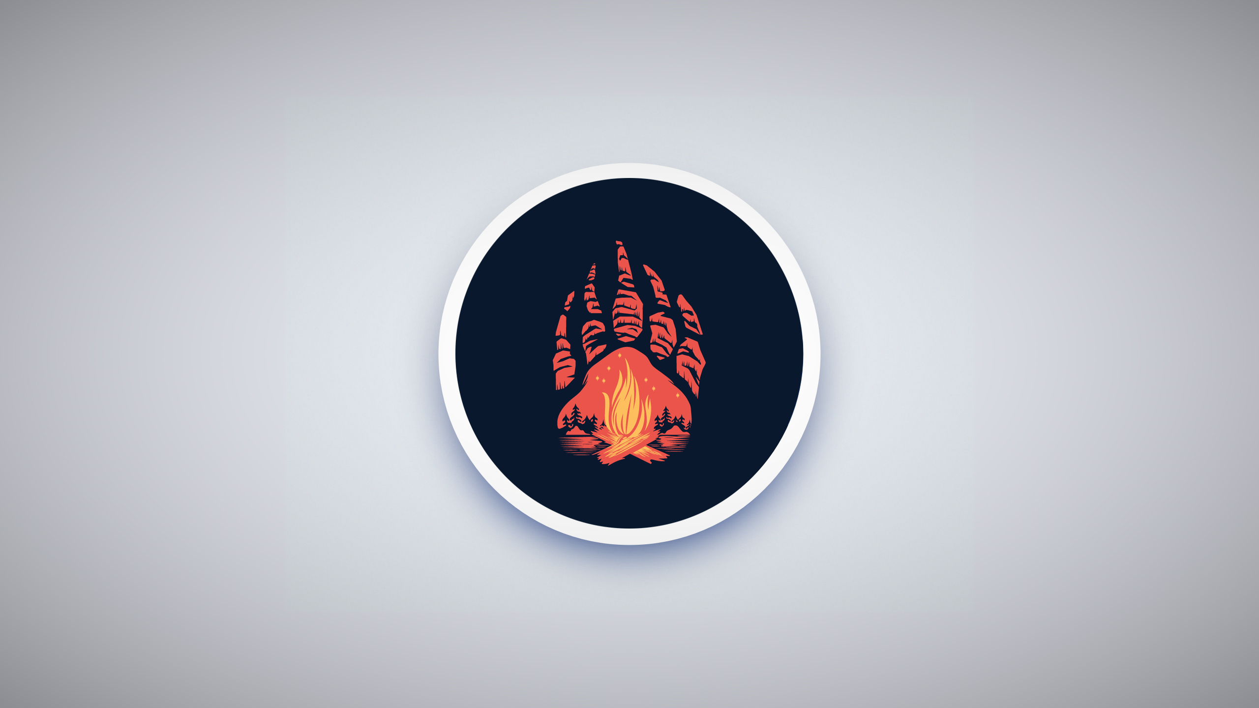 Bear paw print with campfire and forest HD Wallpaper