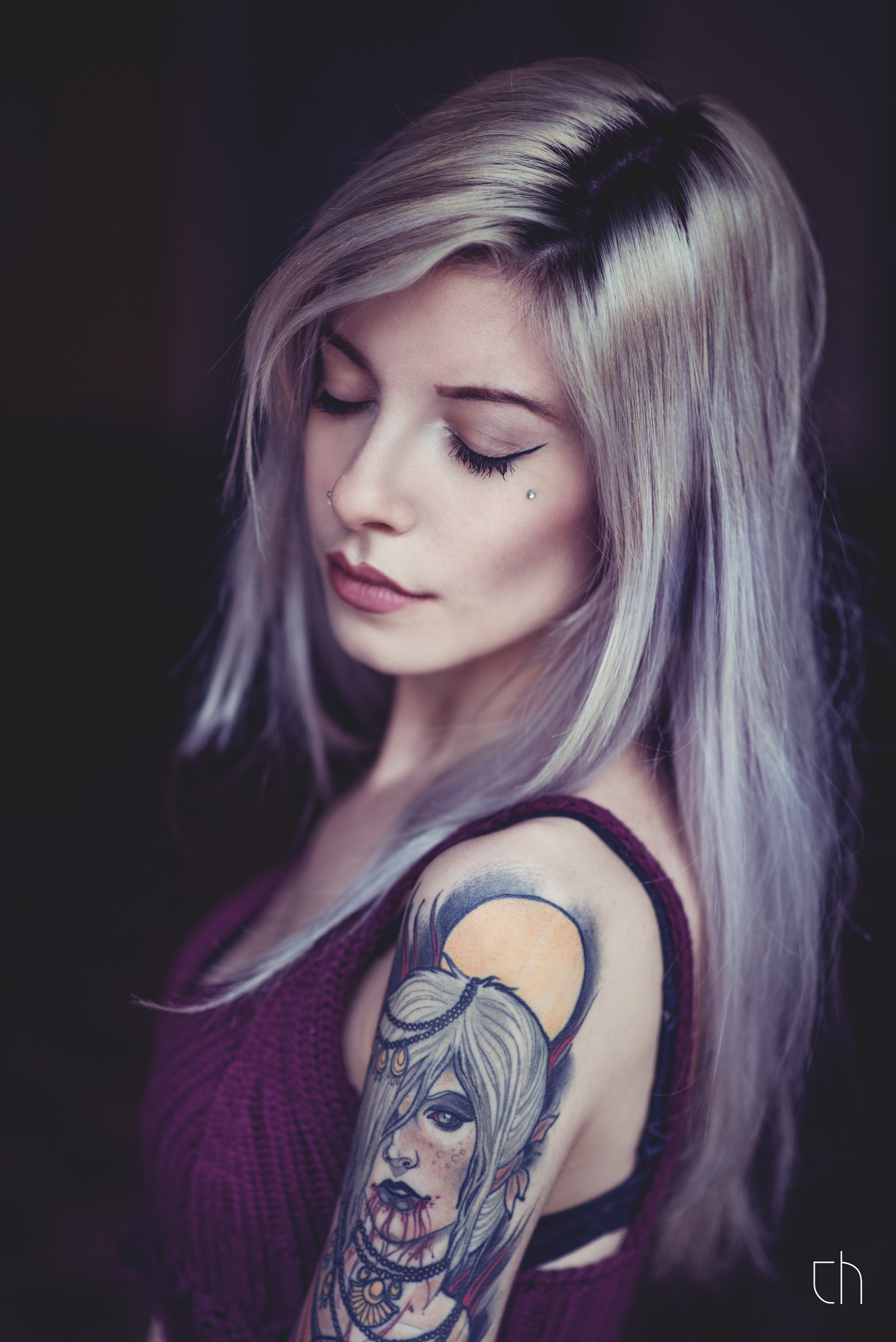 Woman with tattoo by Michela Navarra HD Wallpaper