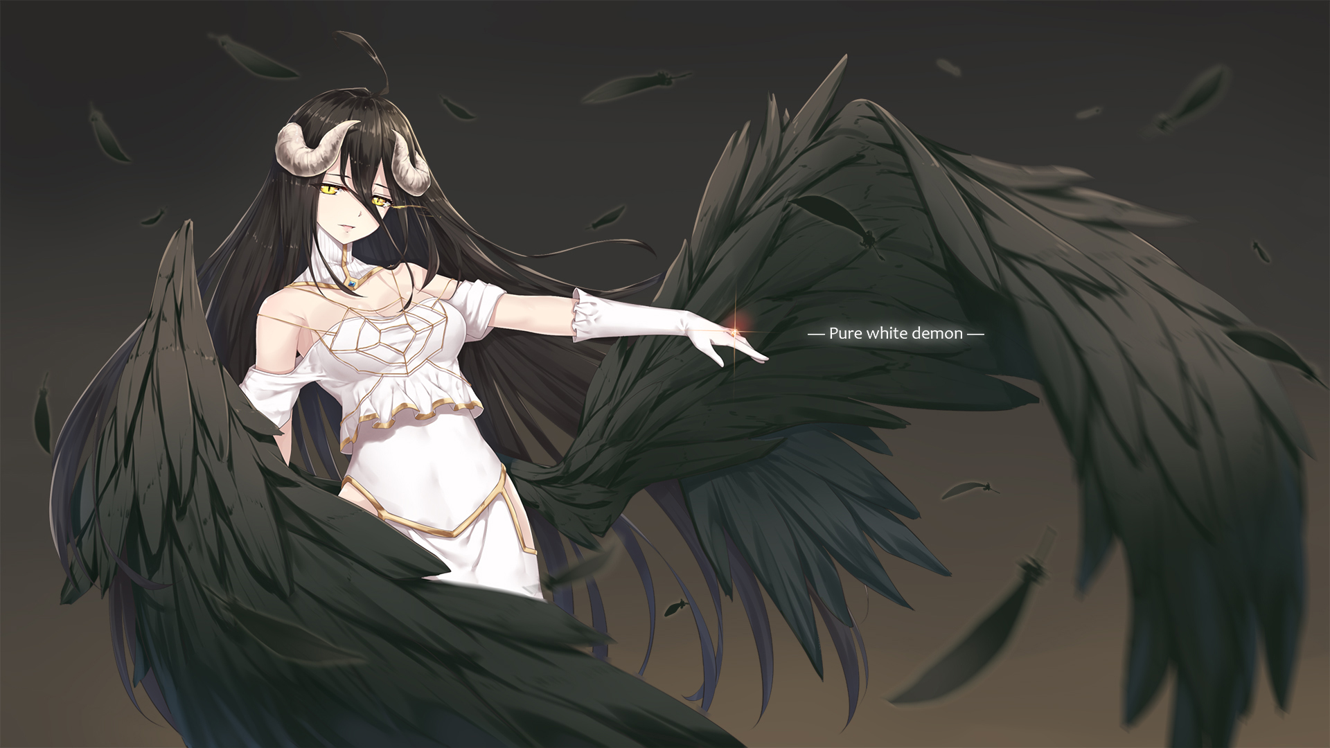 Overlord (anime), anime girls, wings, Albedo (OverLord) HD Wallpaper