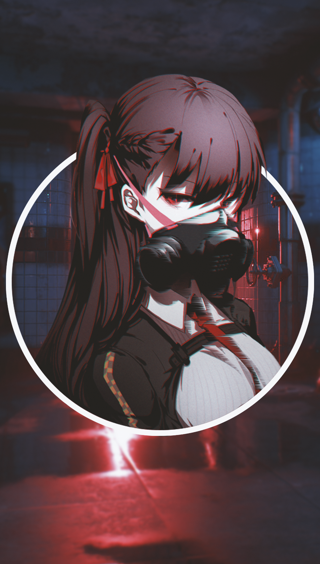 Anime girl with gas mask in subway HD Wallpaper