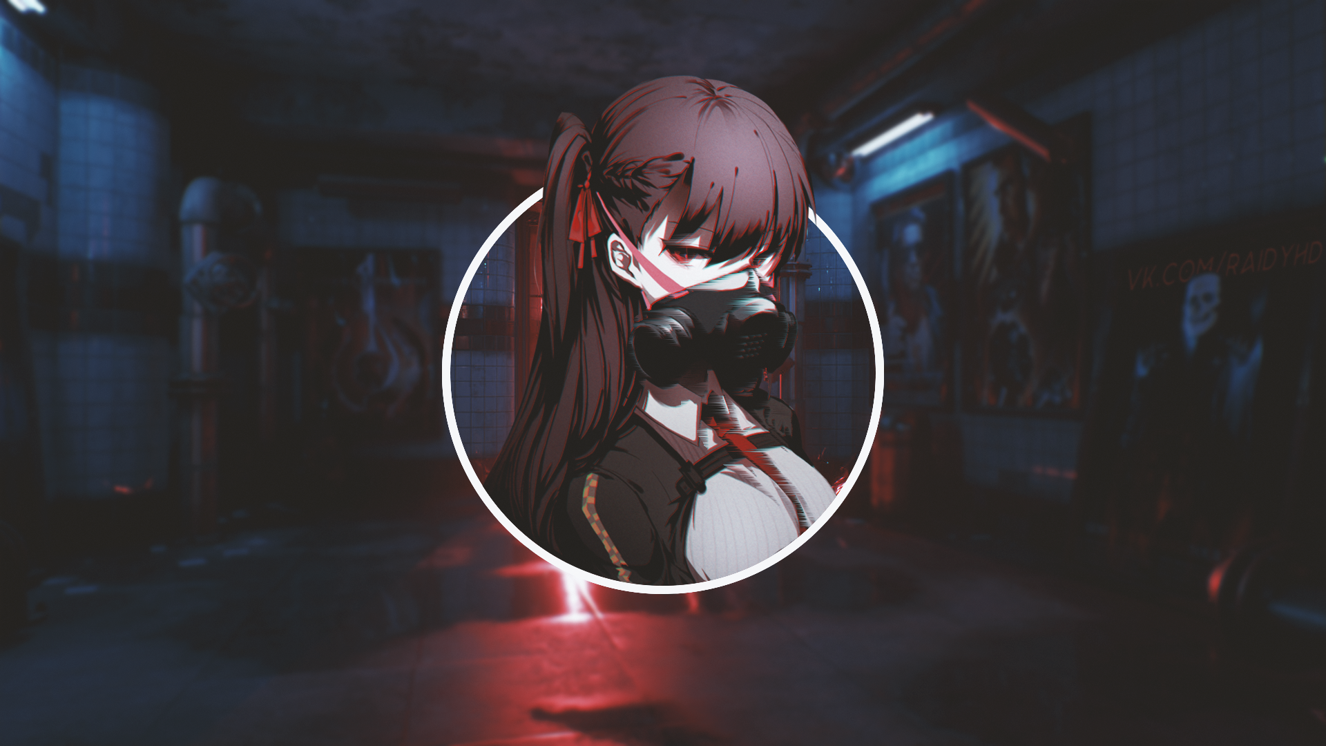 subway, anime, gas masks, picture-in-picture, anime girls HD Wallpaper