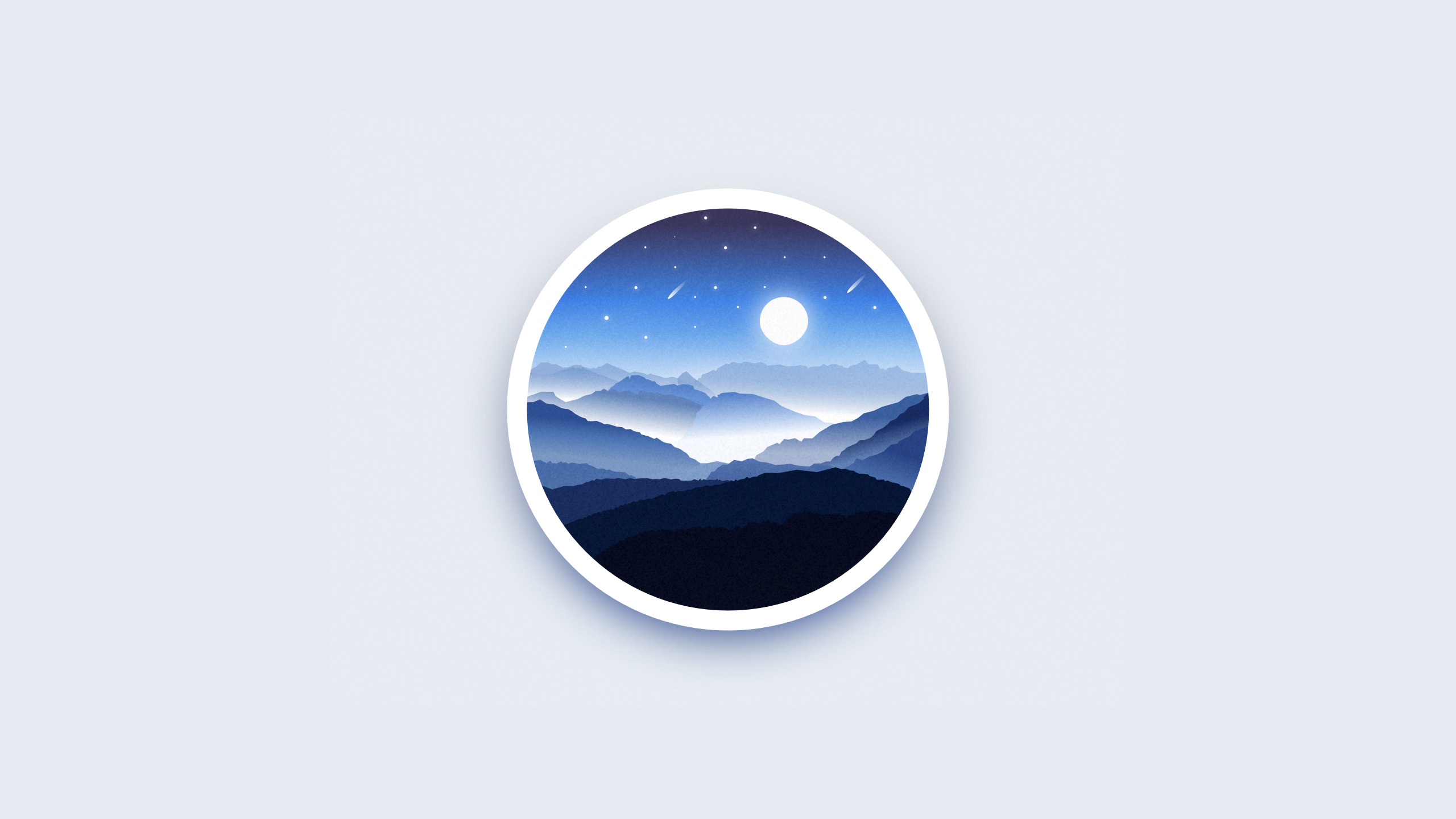 Mountain landscape at night with moon and stars HD Wallpaper