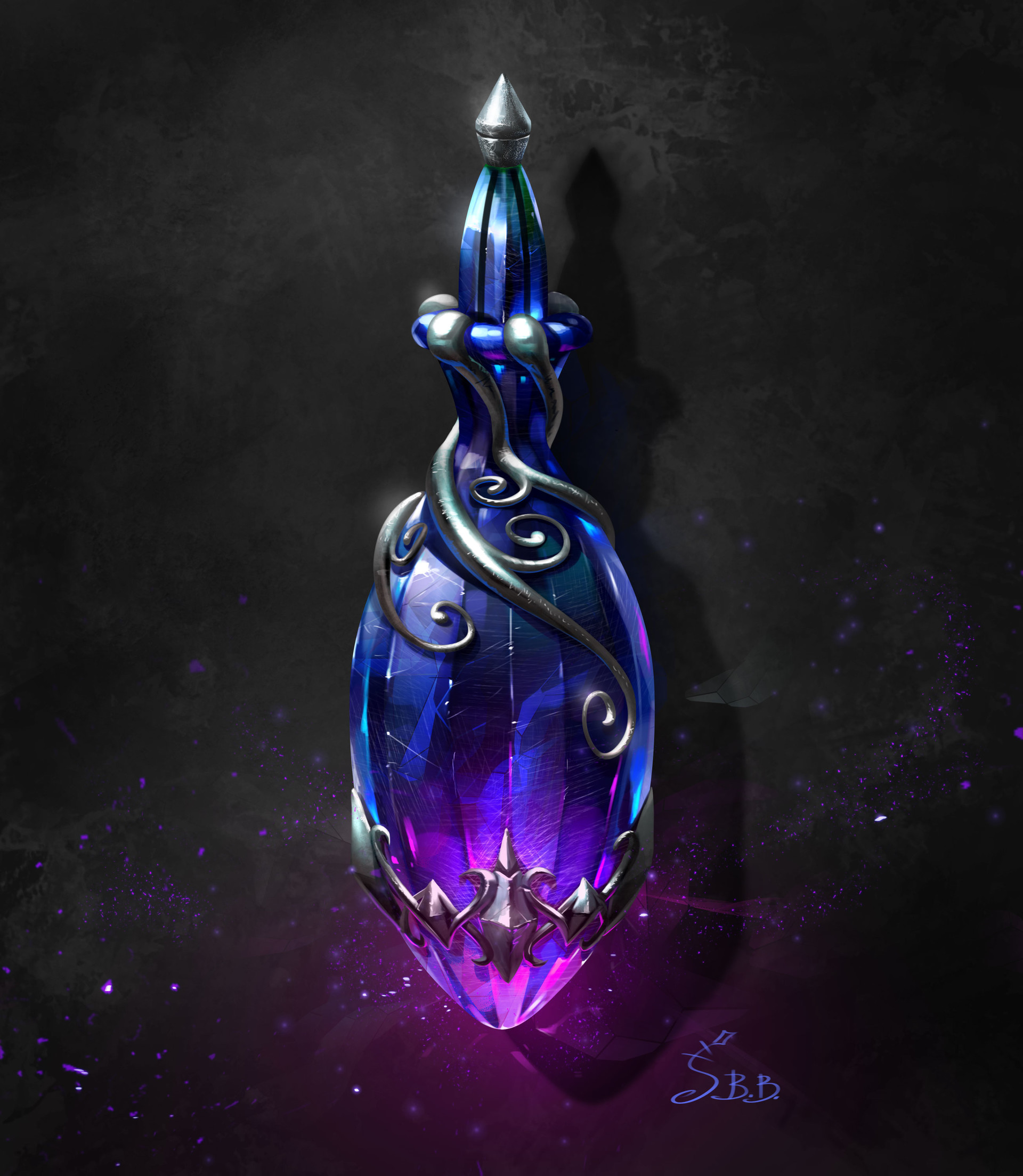 Fantasy Potion Bottle with Ornate Silver Details HD Wallpaper
