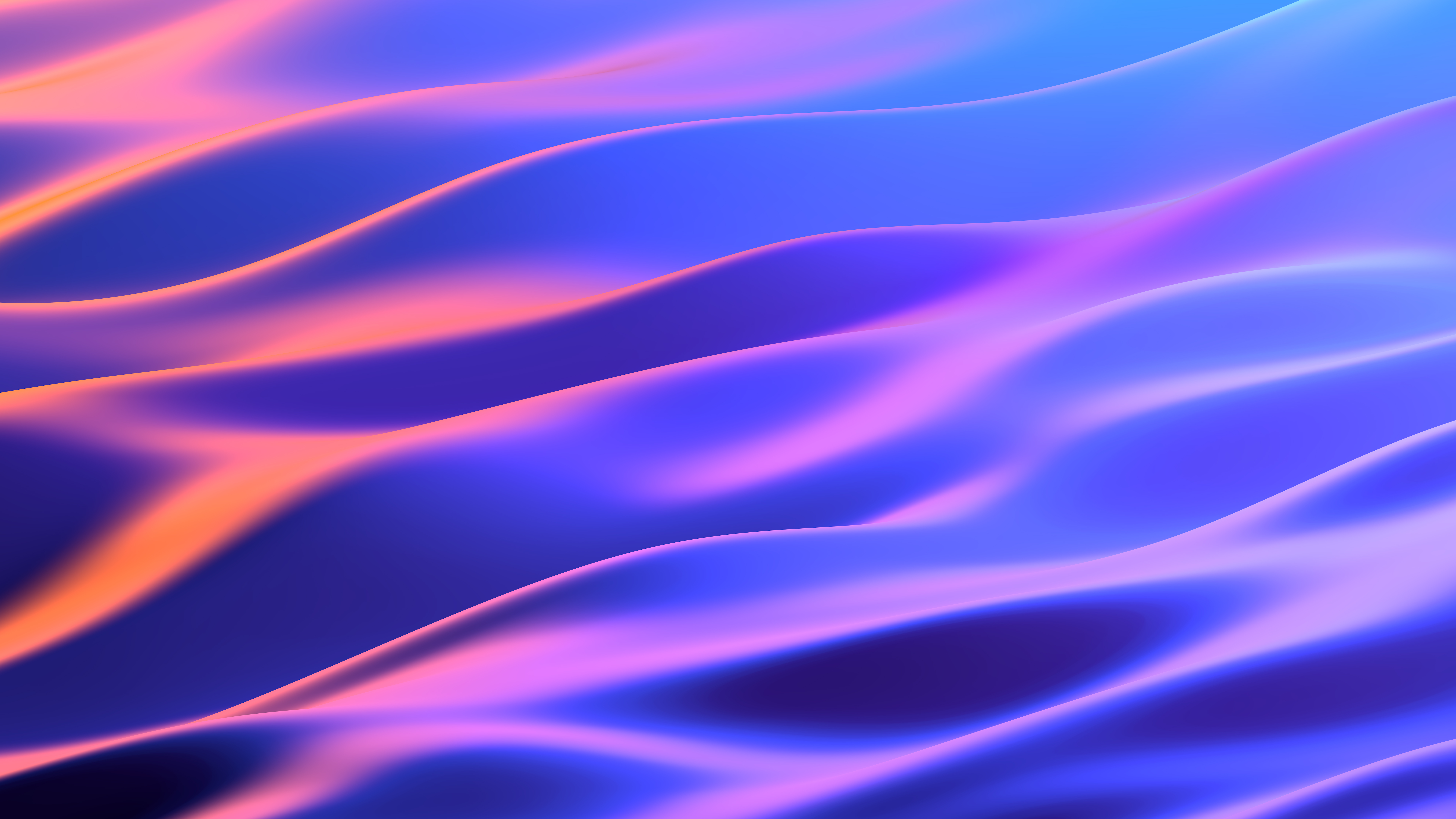 Abstract 3D waves with blue and orange gradient HD Wallpaper