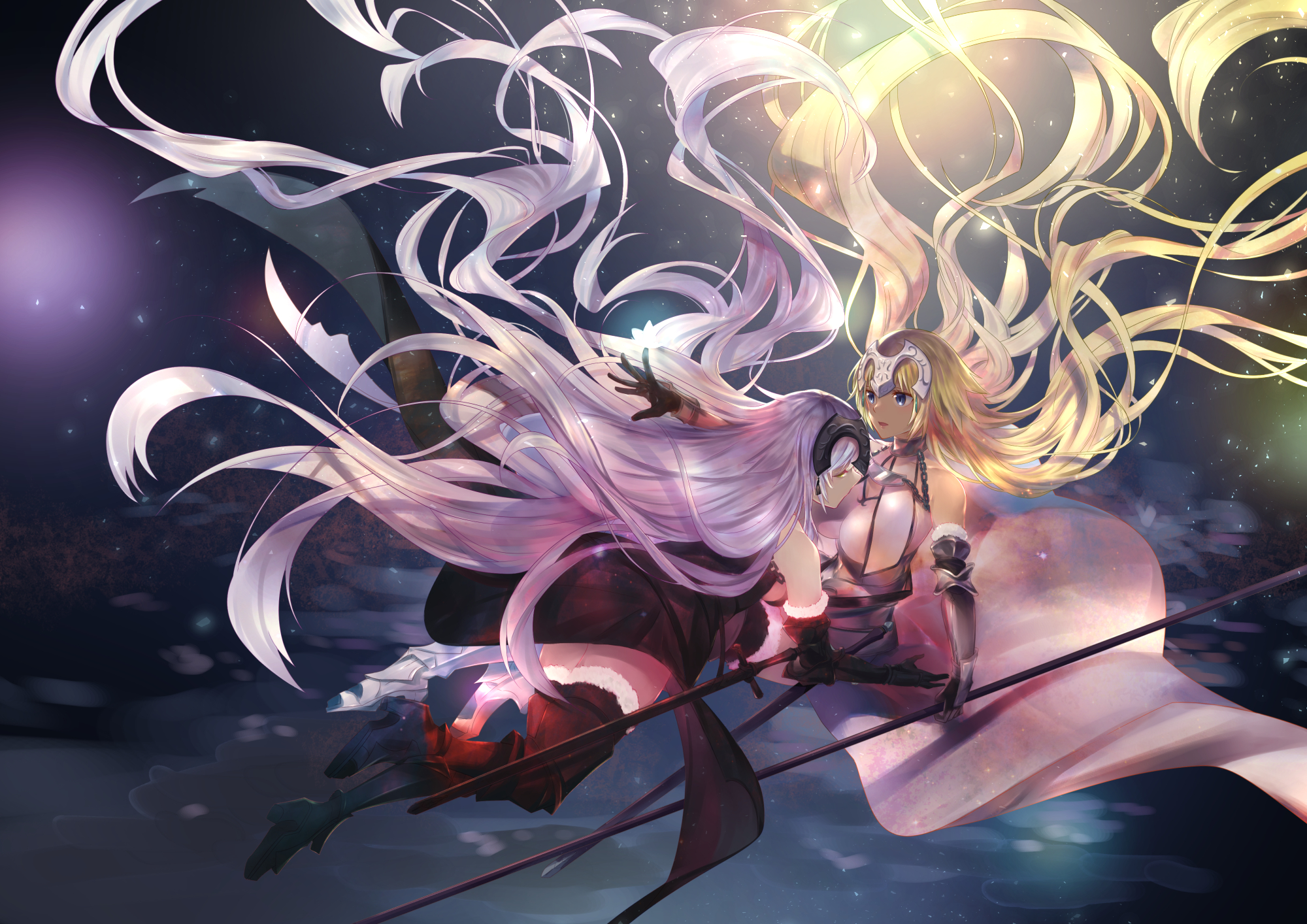 Jeanne d'Arc and Jeanne d'Arc Alter from Fate/Grand Order HD Wallpaper