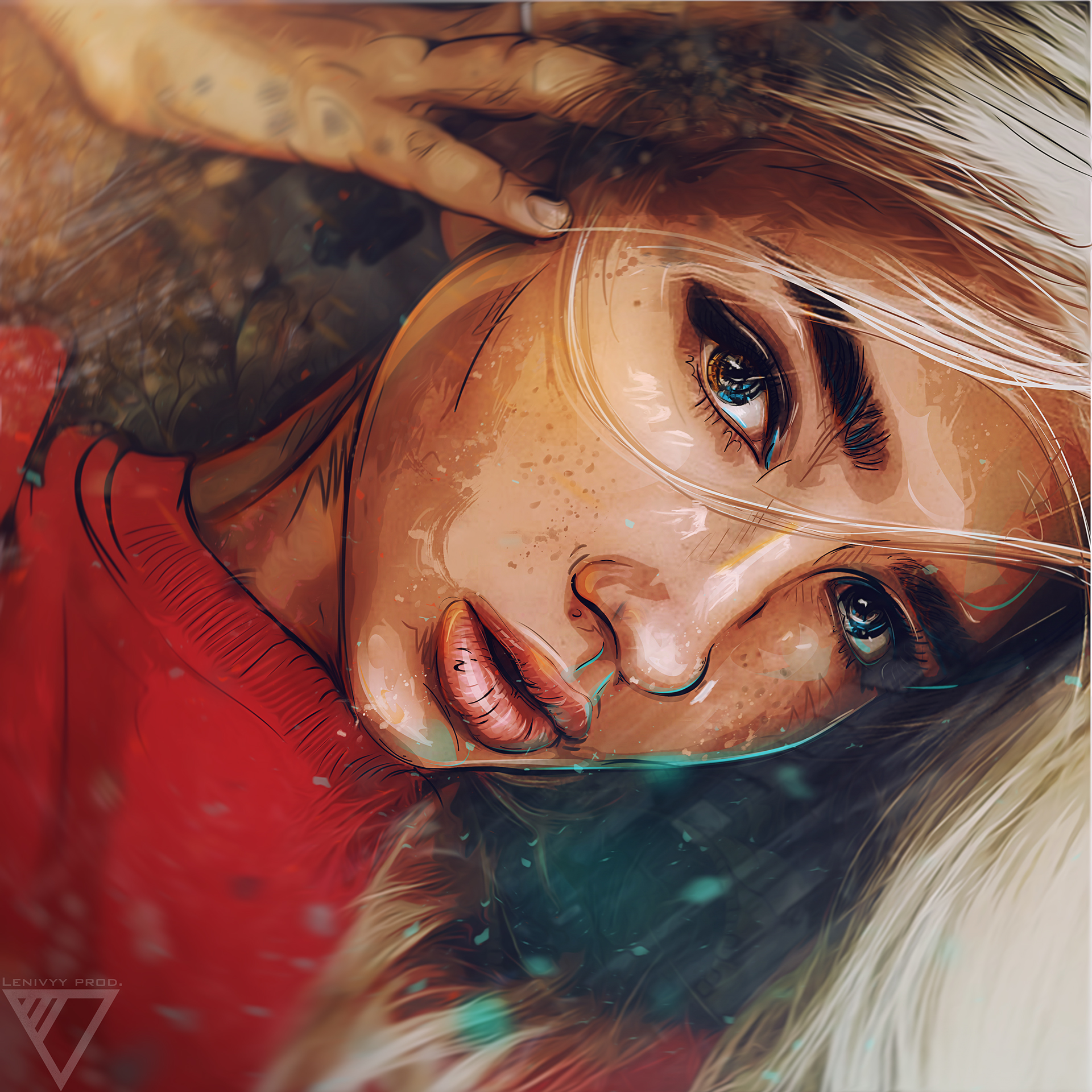 Digital art of a woman with long blonde hair HD Wallpaper