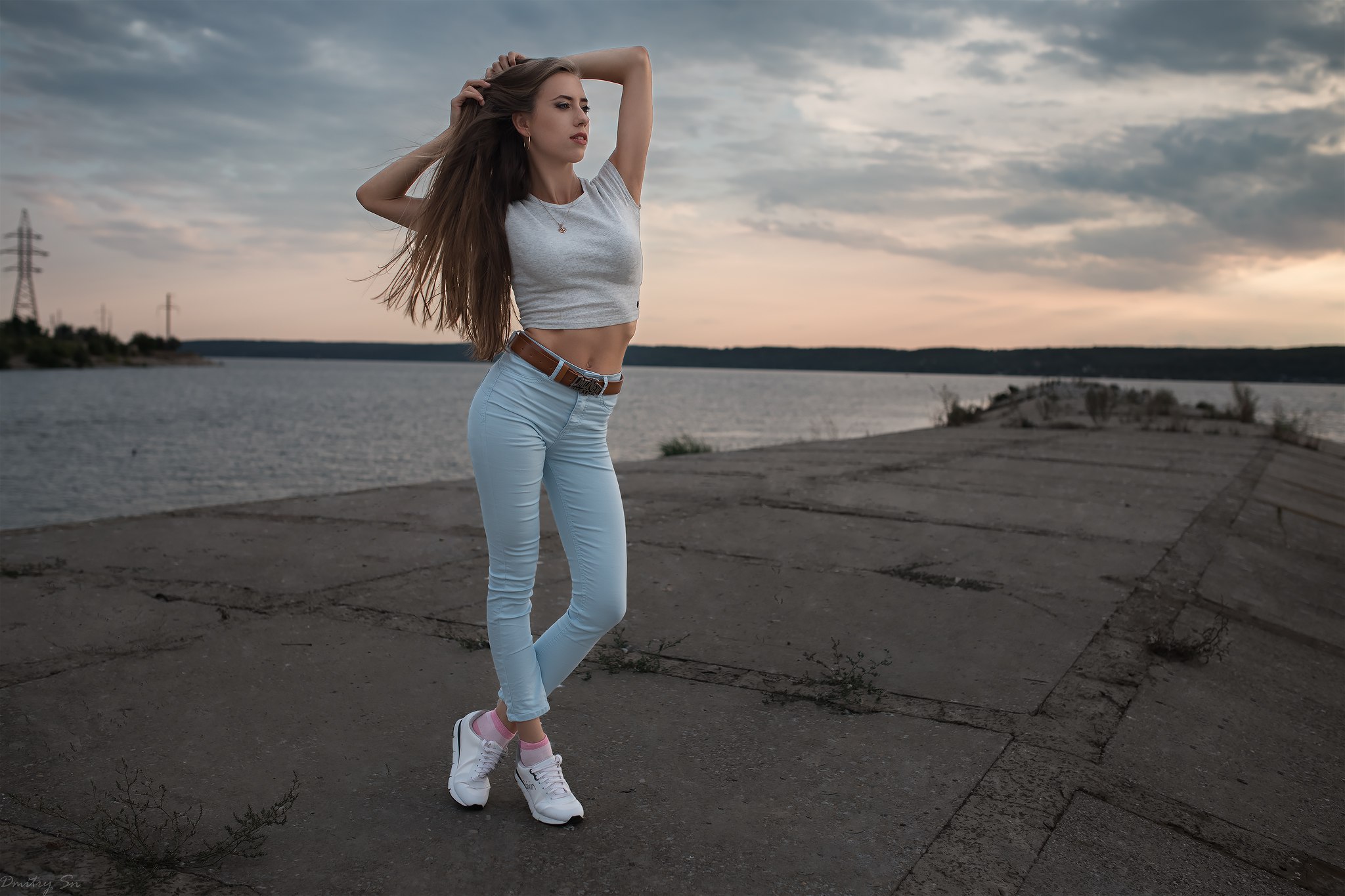 Viktoria Babkina, arms up, women outdoors, women, Dmitry Shulgin HD Wallpaper