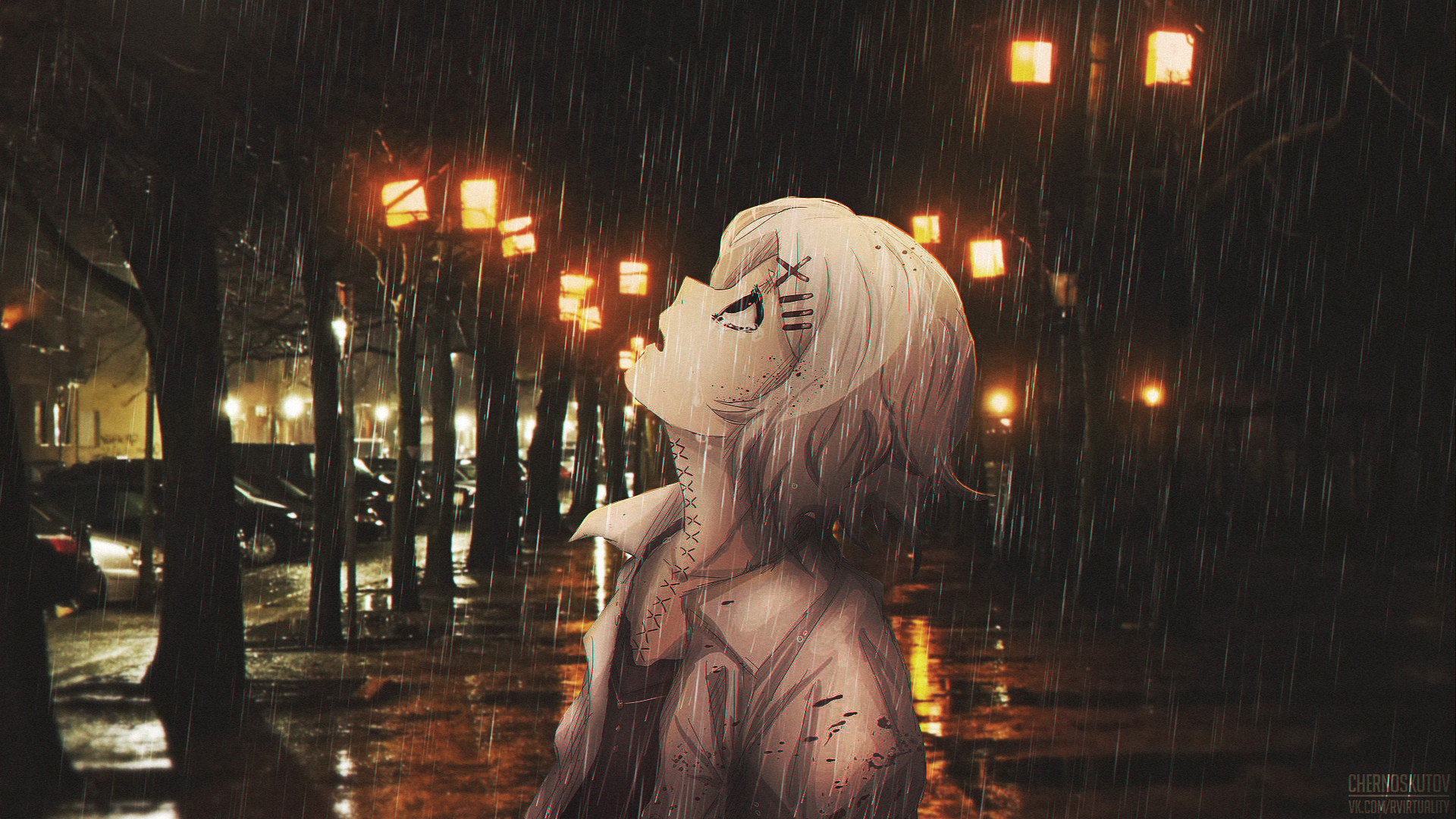 Juuzou Suzuya from Tokyo Ghoul in the rain HD Wallpaper
