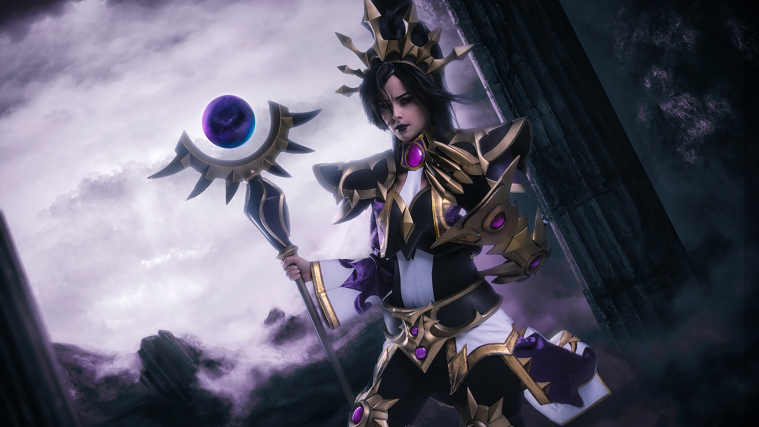 Li-Ming cosplay from Diablo III holding a staff HD Wallpaper