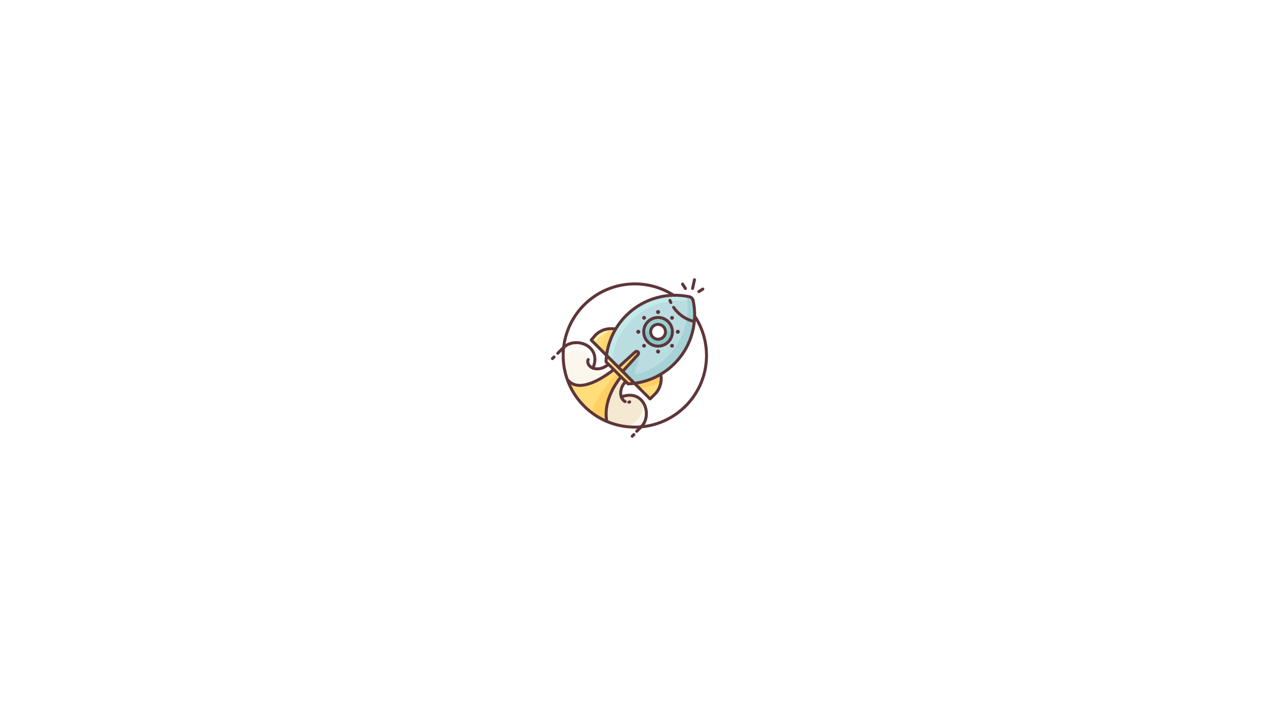 Illustration of a rocket in a circle HD Wallpaper