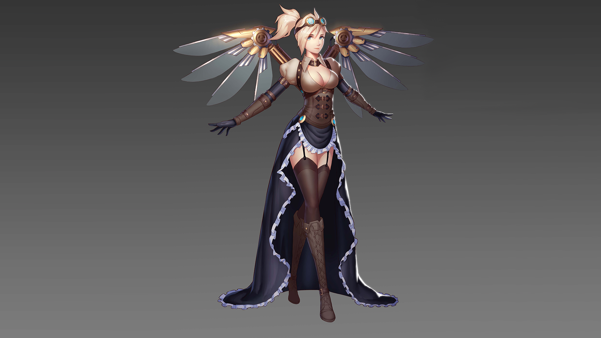 Steampunk Mercy from Overwatch HD Wallpaper