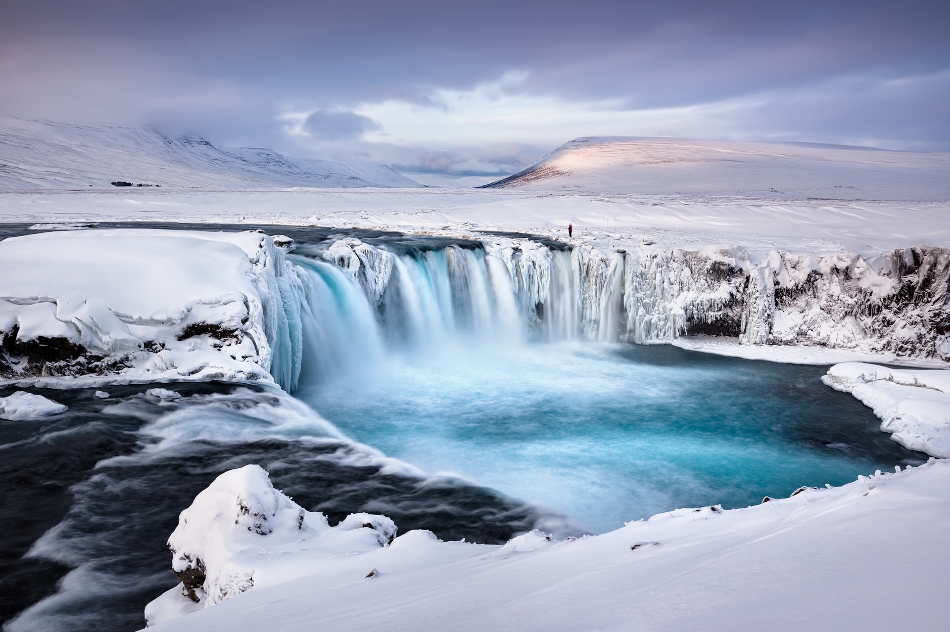 Goðafoss Waterfall in Iceland during winter HD Wallpaper