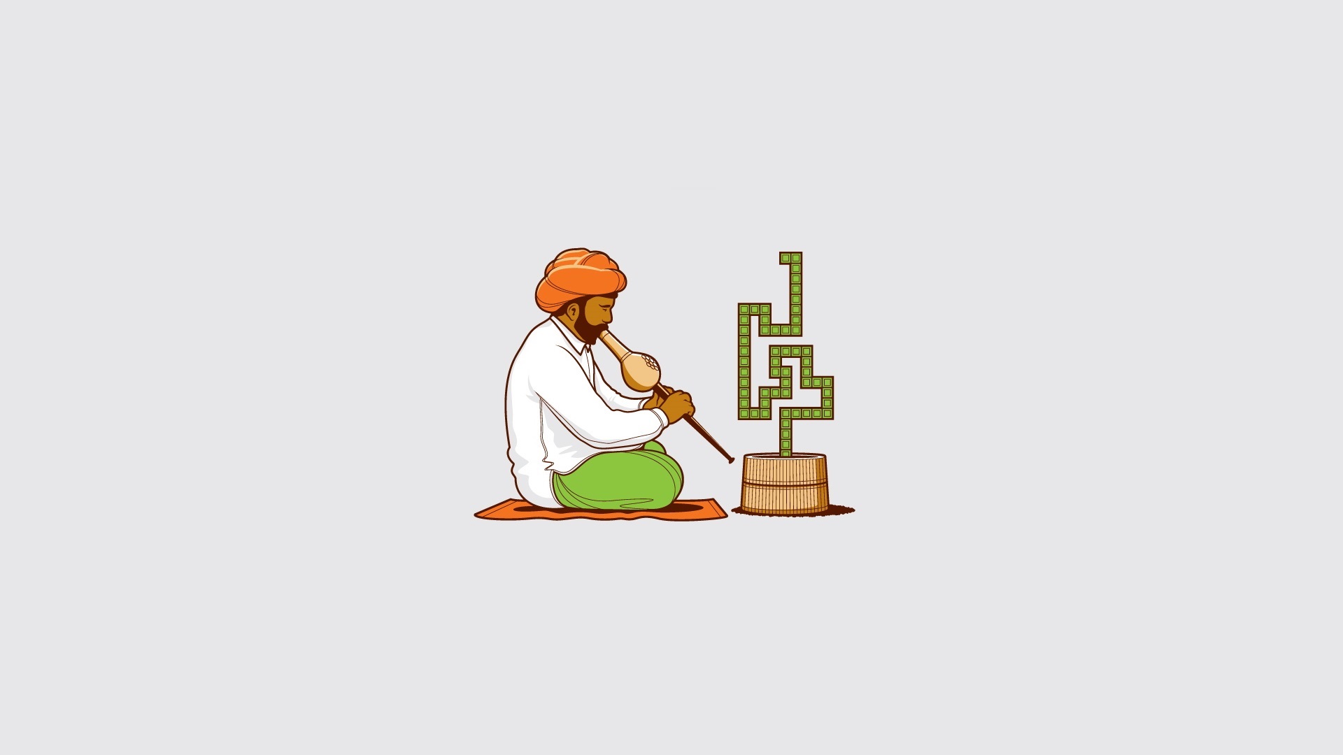 Indian snake charmer playing a flute for a snake HD Wallpaper