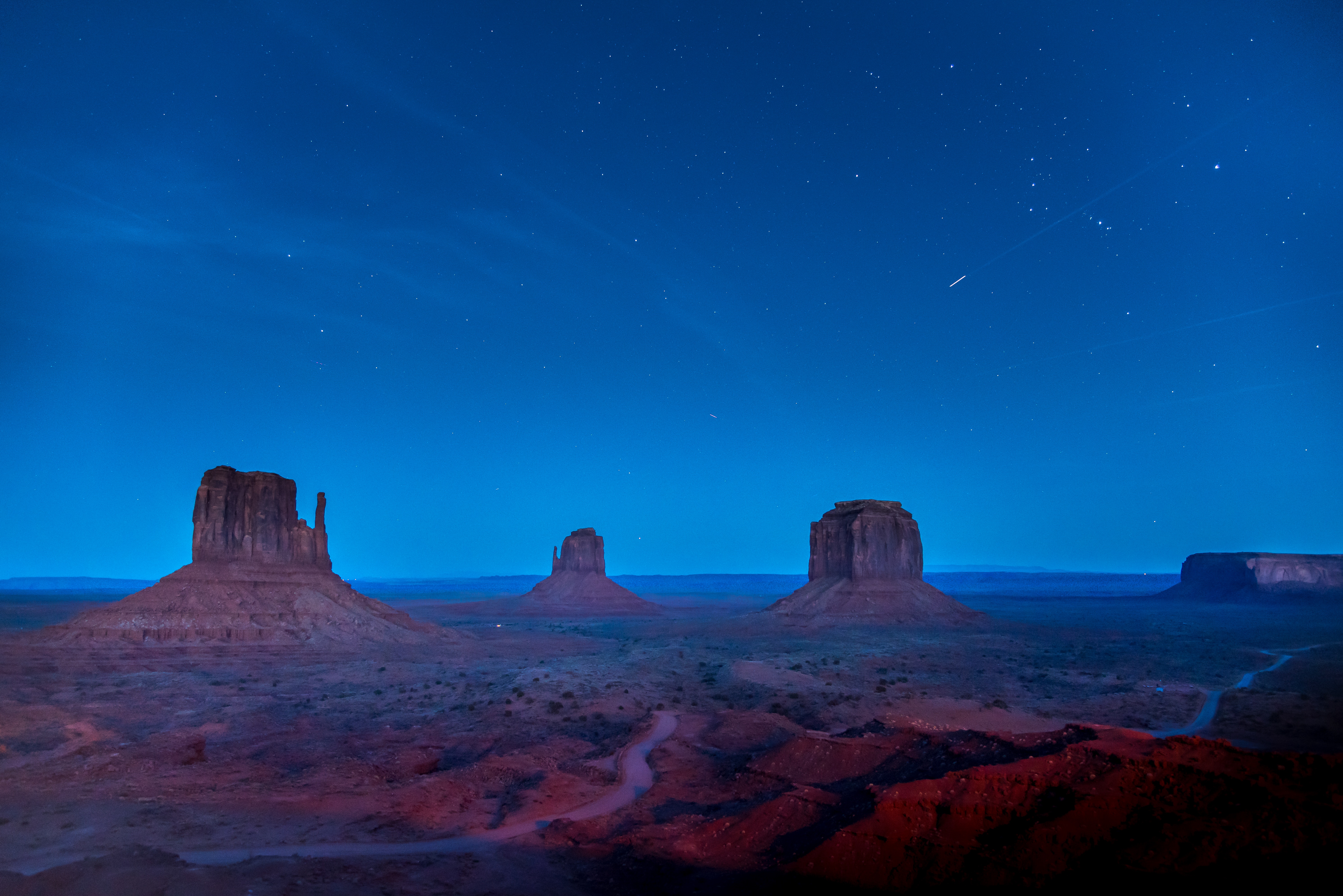 Monument Valley at night with stars HD Wallpaper