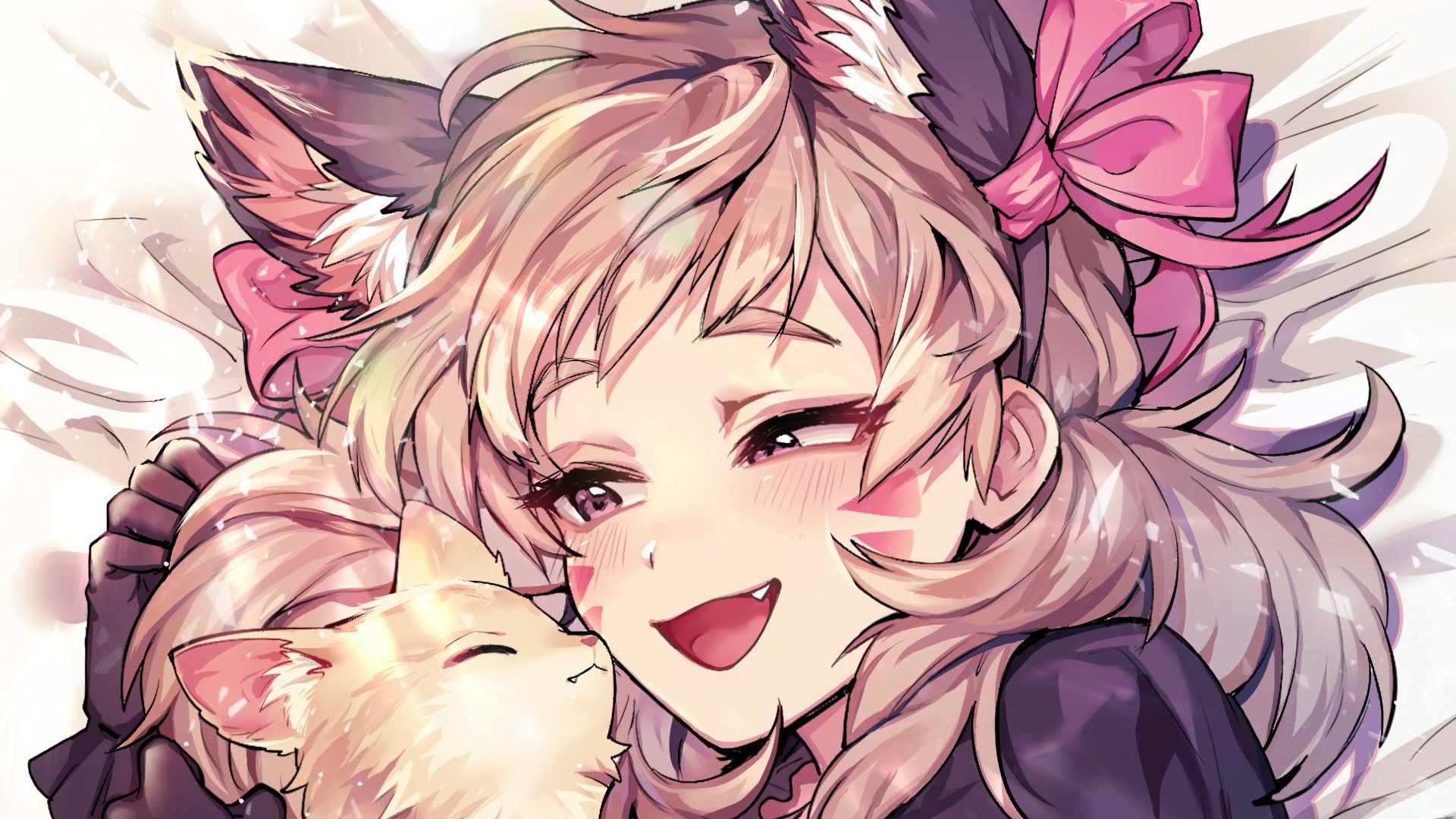 D.Va from Overwatch with cat ears and a cat HD Wallpaper