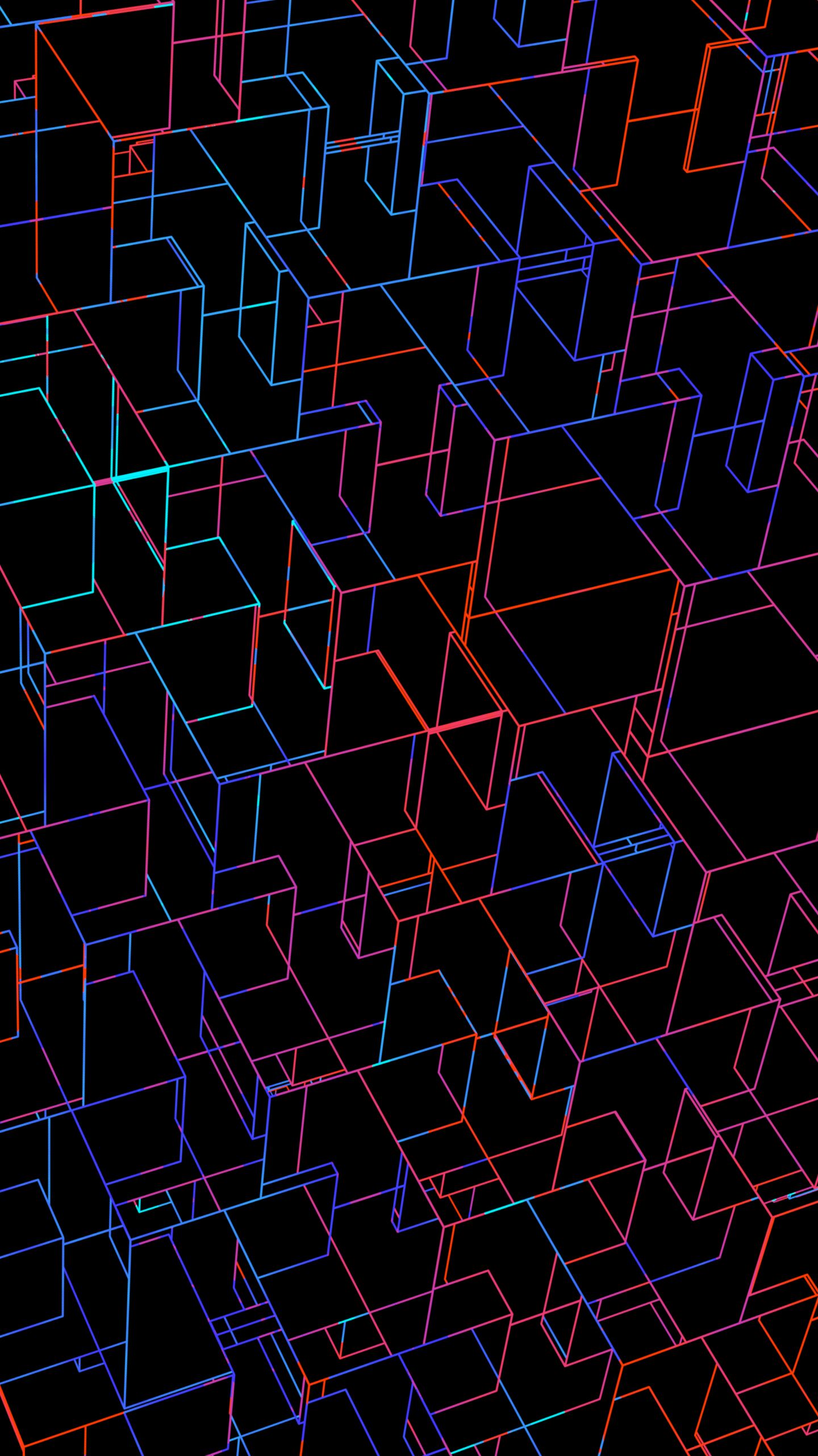 Abstract geometric wireframe cubes on black background HD Wallpaper