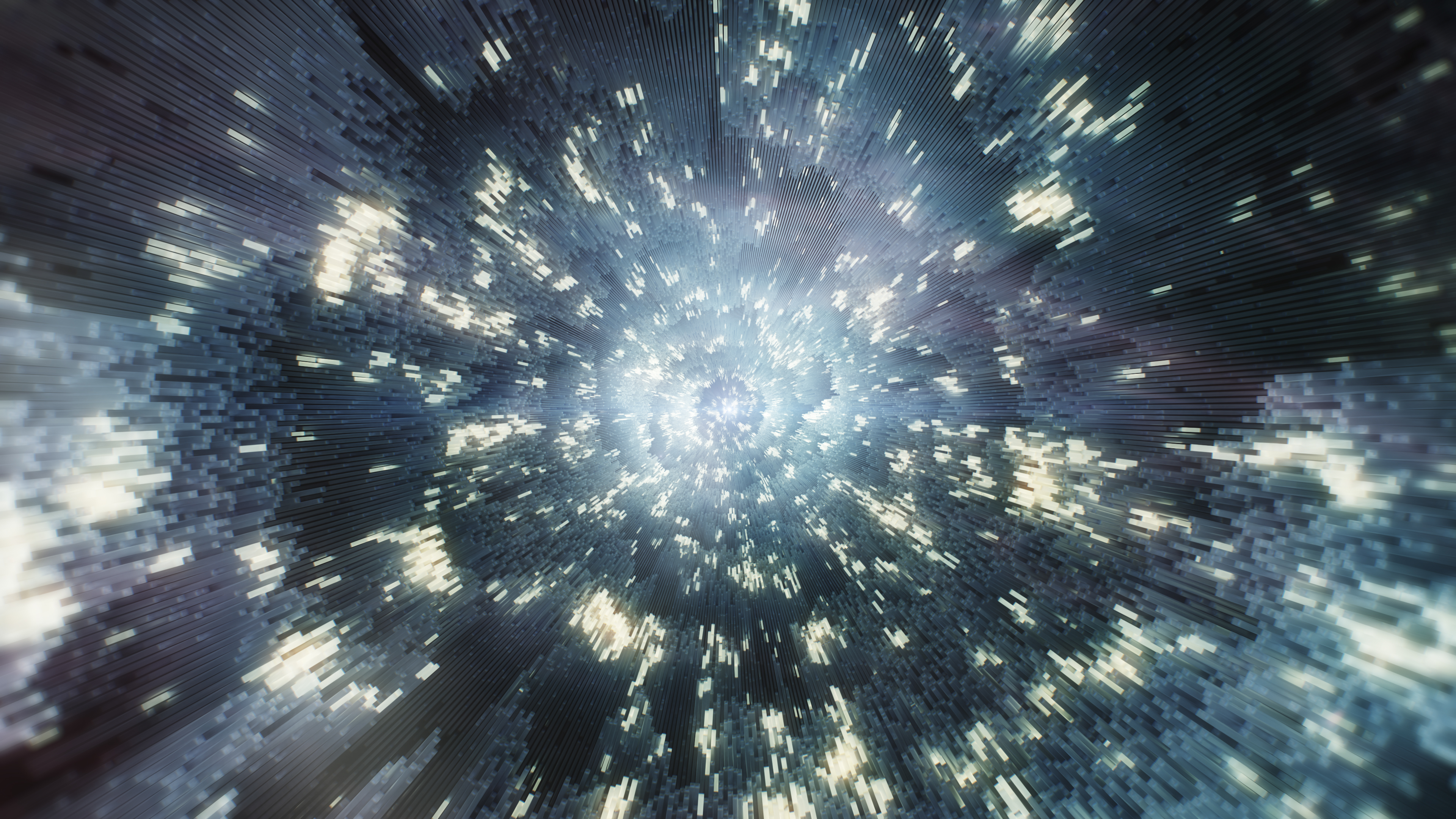 Abstract digital tunnel with glowing particles HD Wallpaper