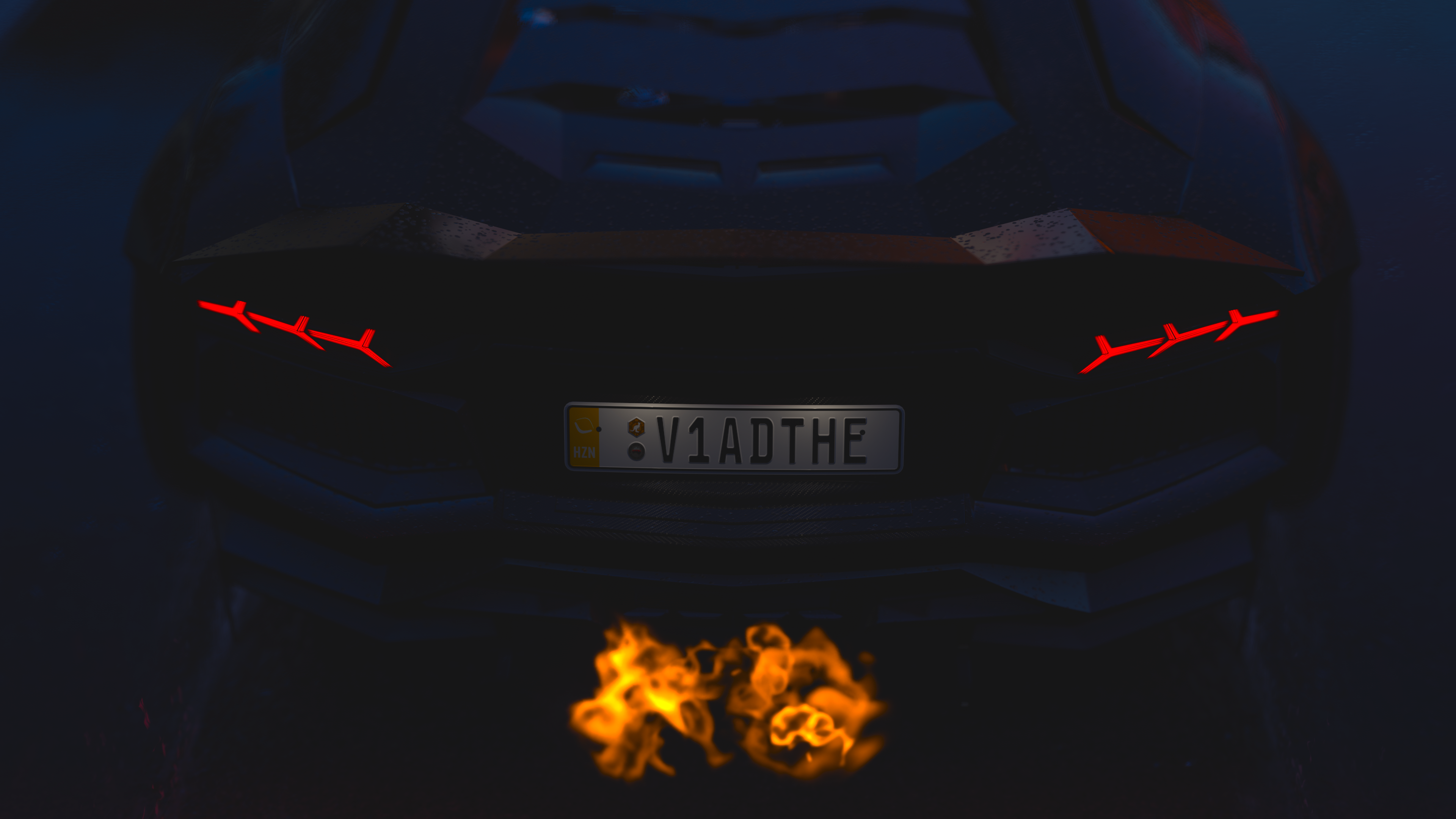 Lamborghini Aventador with flames from exhaust HD Wallpaper