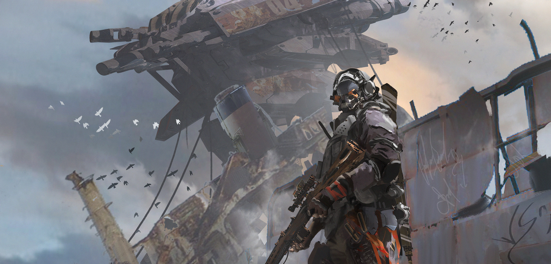 Wadim Kashin's science fiction artwork HD Wallpaper
