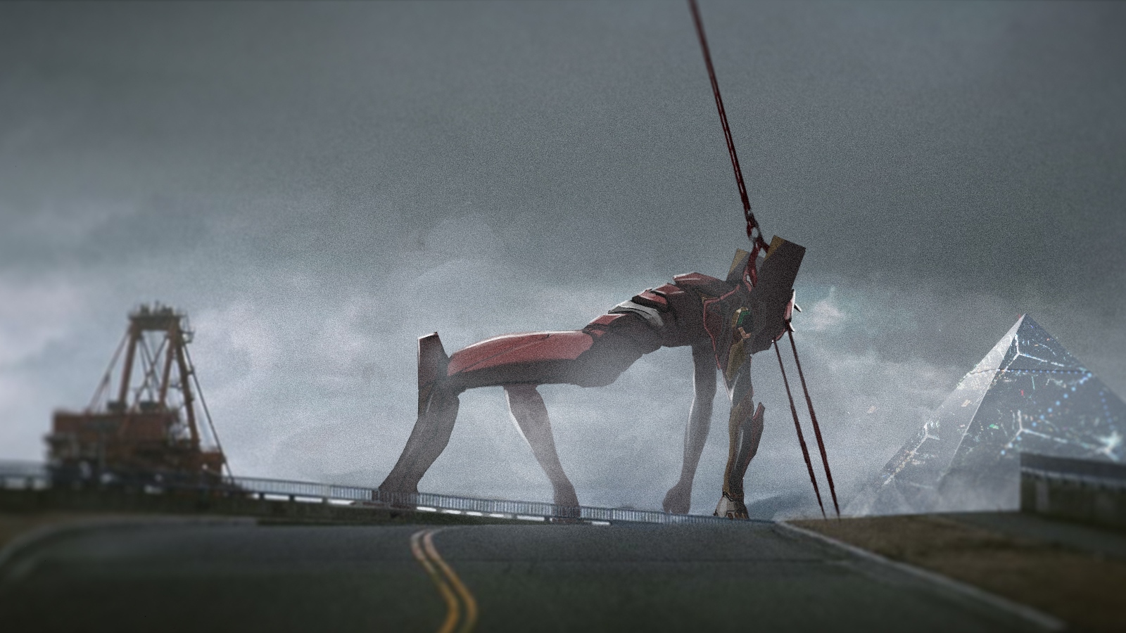 EVA Unit 02 with Spear of Longinus HD Wallpaper