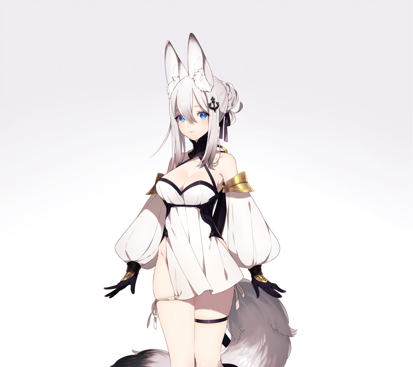 Anime girl with fox ears and tail HD Wallpaper