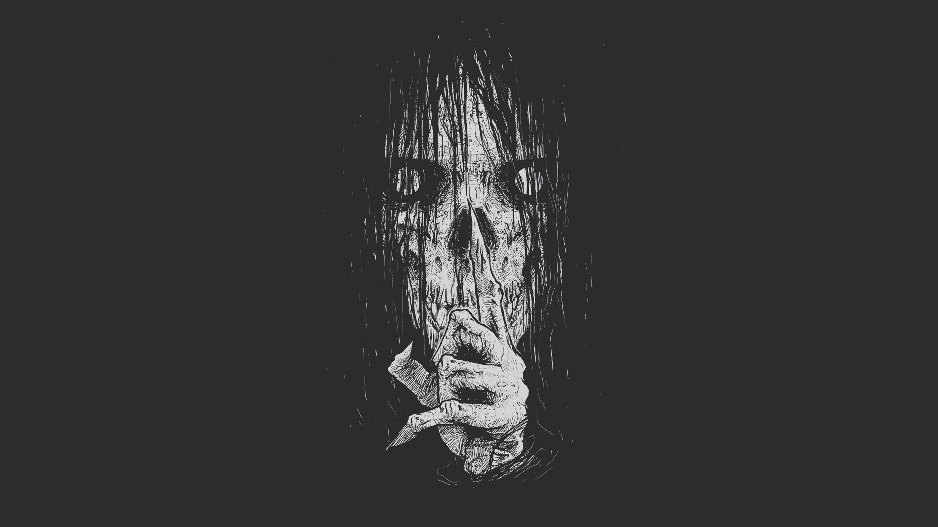 Scary skull with finger to lips HD Wallpaper