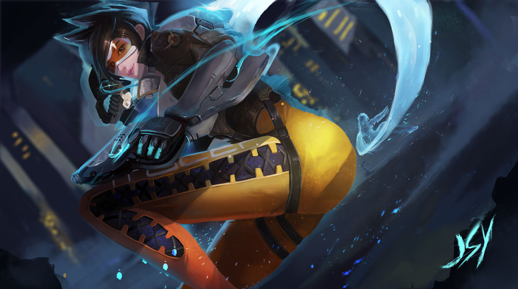 Tracer from Overwatch in digital art HD Wallpaper