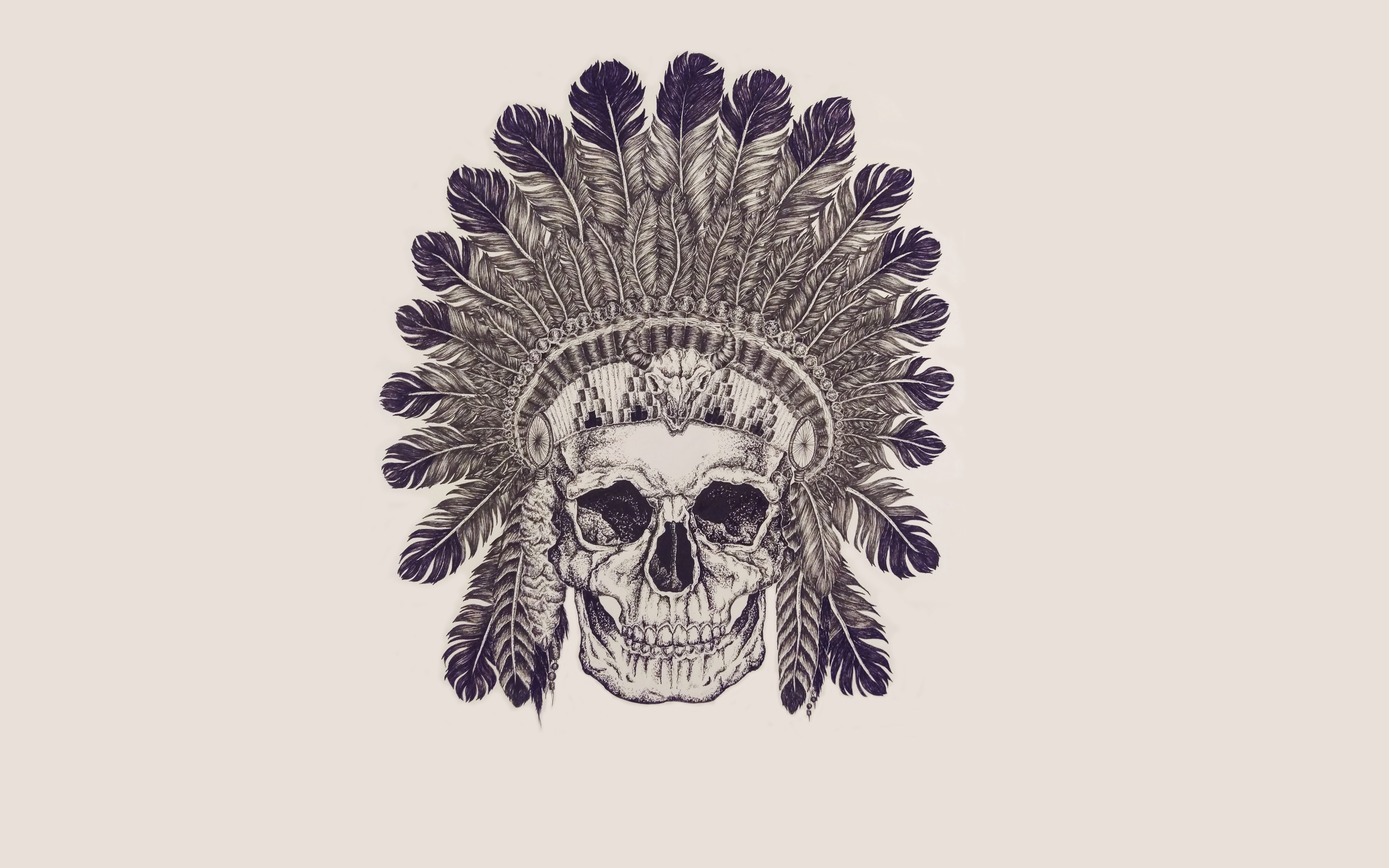 Skull with Native American Headdress HD Wallpaper