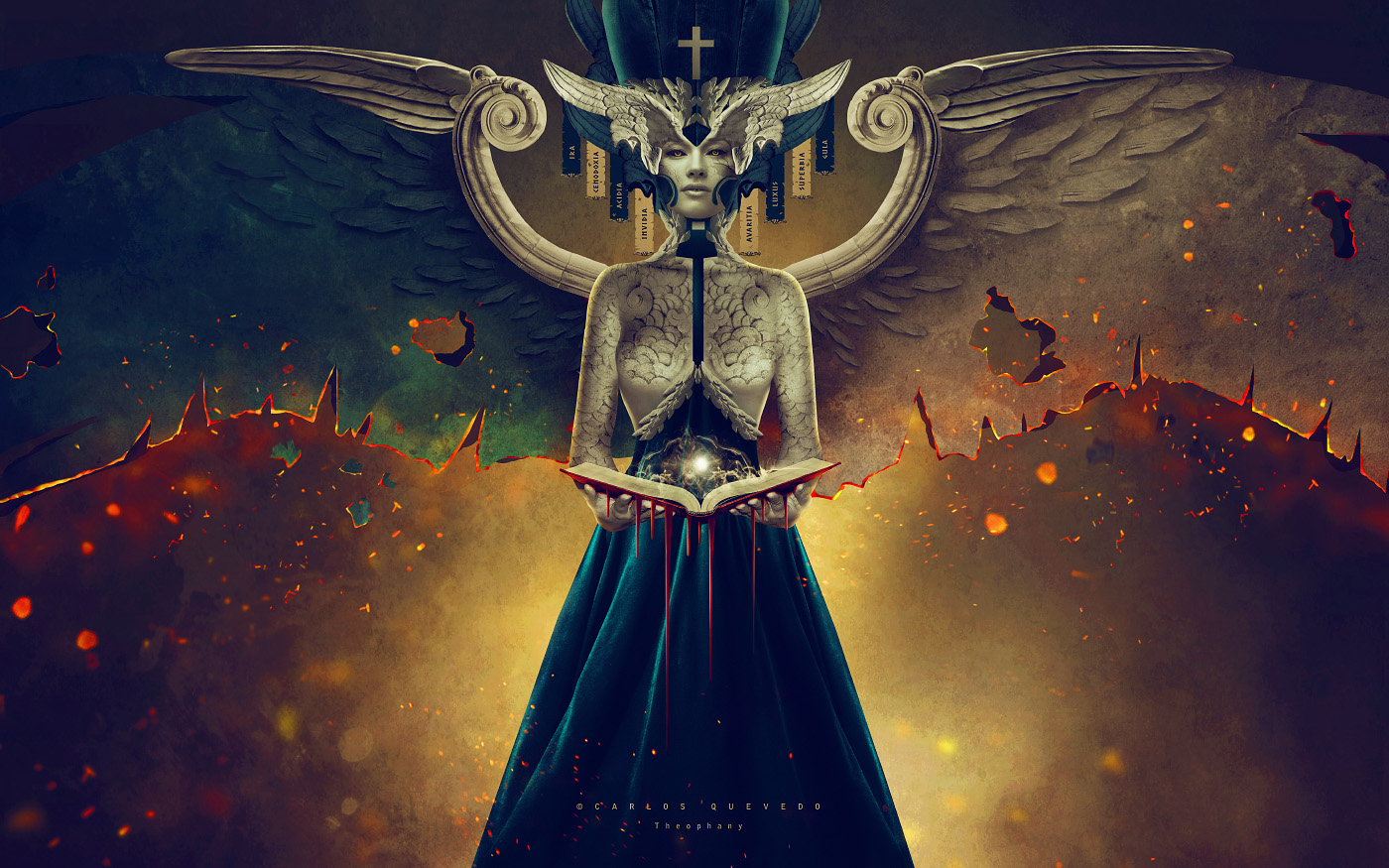 Angel with book by Carlos Quevedo HD Wallpaper