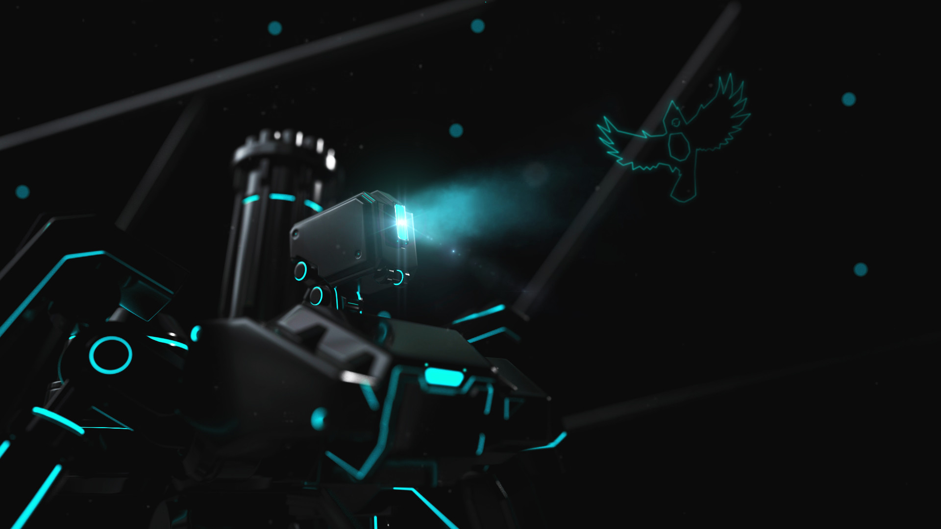 Robot projecting a bird hologram HD Wallpaper