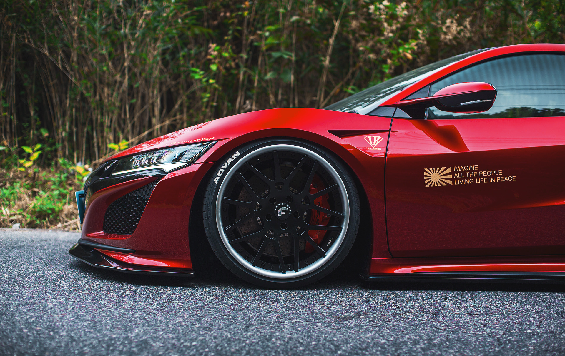Red Honda NSX with LB Works kit and decals HD Wallpaper