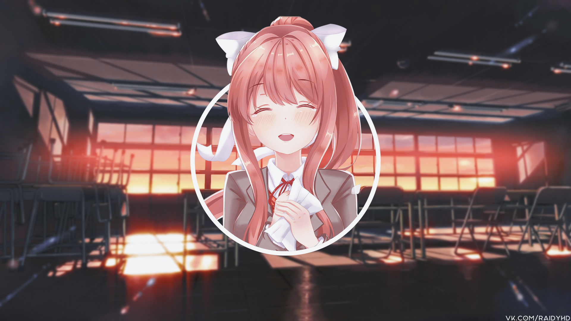 picture-in-picture, Doki Doki Literature Club, anime, anime girls, Monika (Doki Doki Literature Club) HD Wallpaper