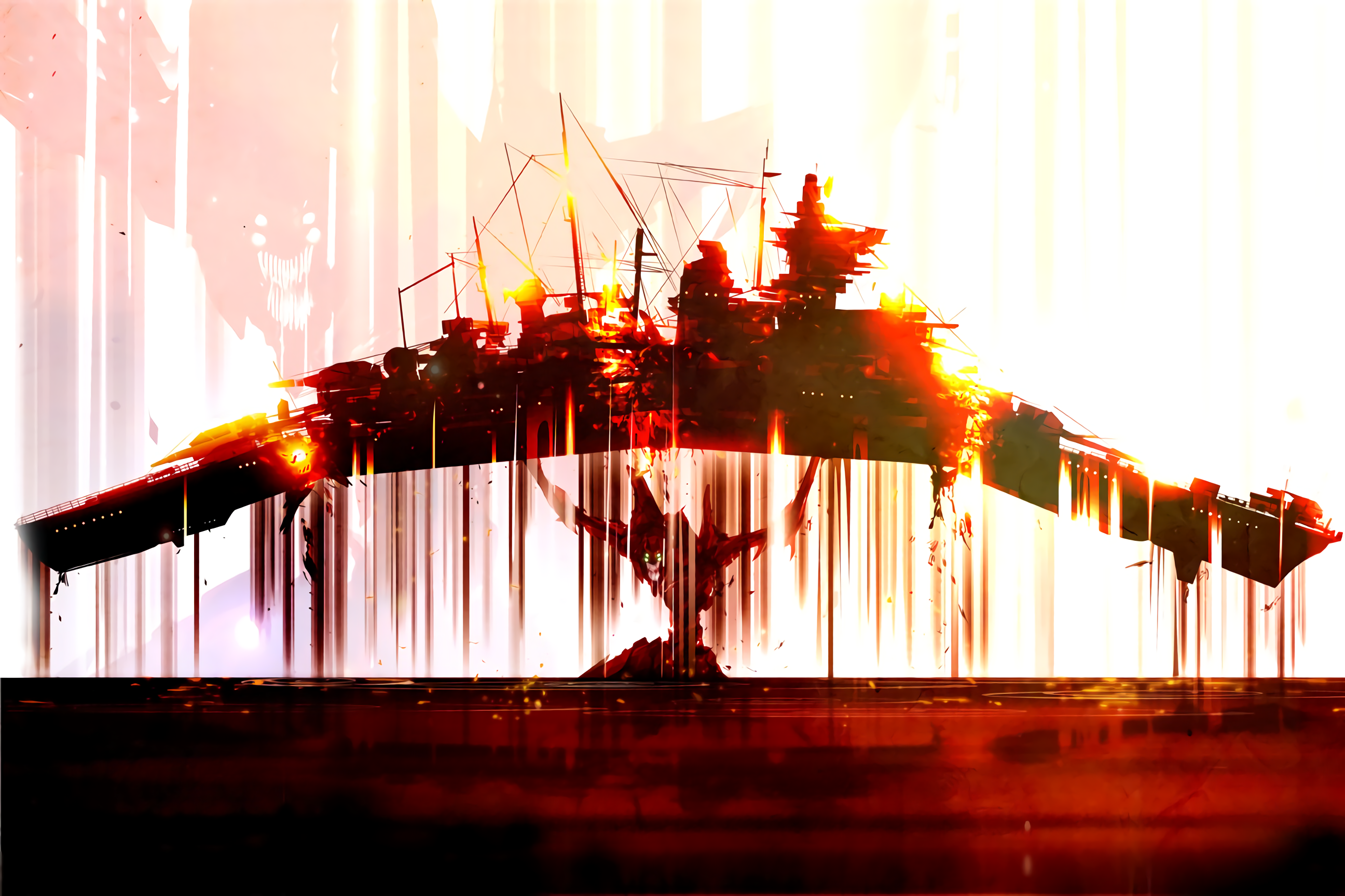 EVA Unit 02 and Battleship from Neon Genesis Evangelion HD Wallpaper