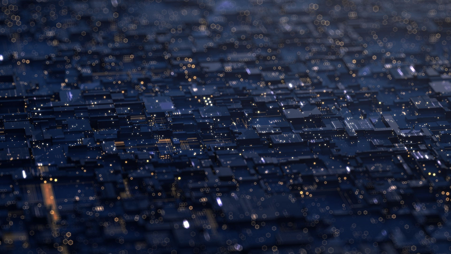 Abstract digital circuit board with bokeh lights HD Wallpaper