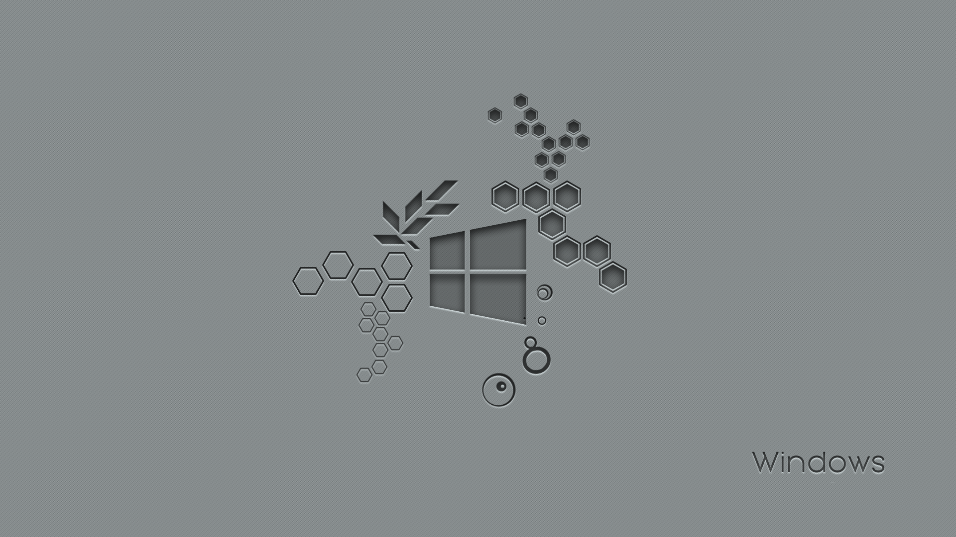 Windows logo with abstract hexagons and circles HD Wallpaper