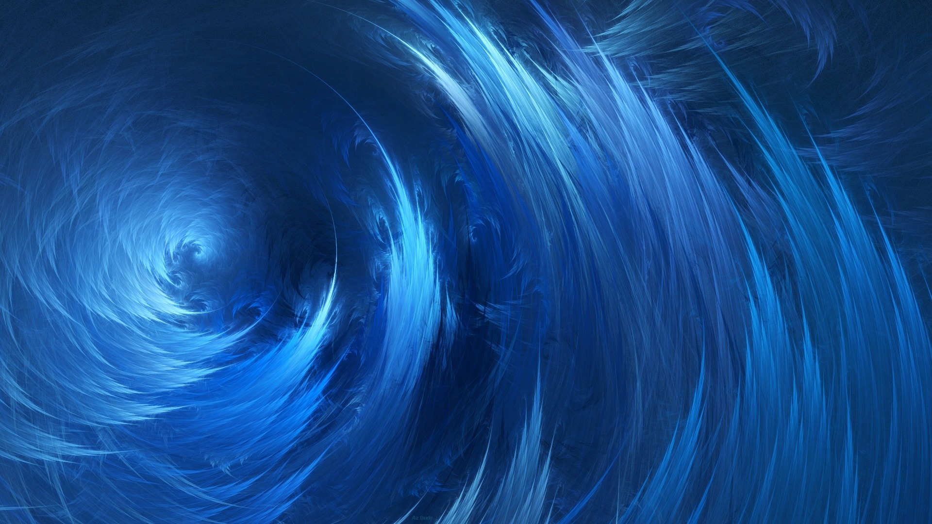 Abstract blue digital art with spiral waves HD Wallpaper