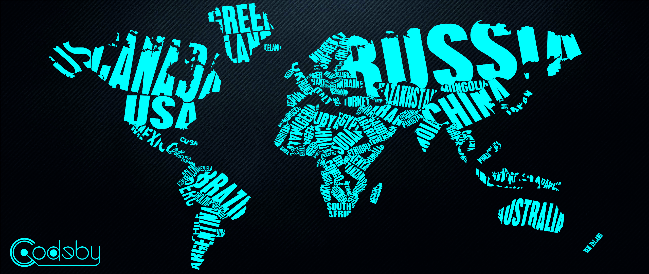 World map made of country names HD Wallpaper