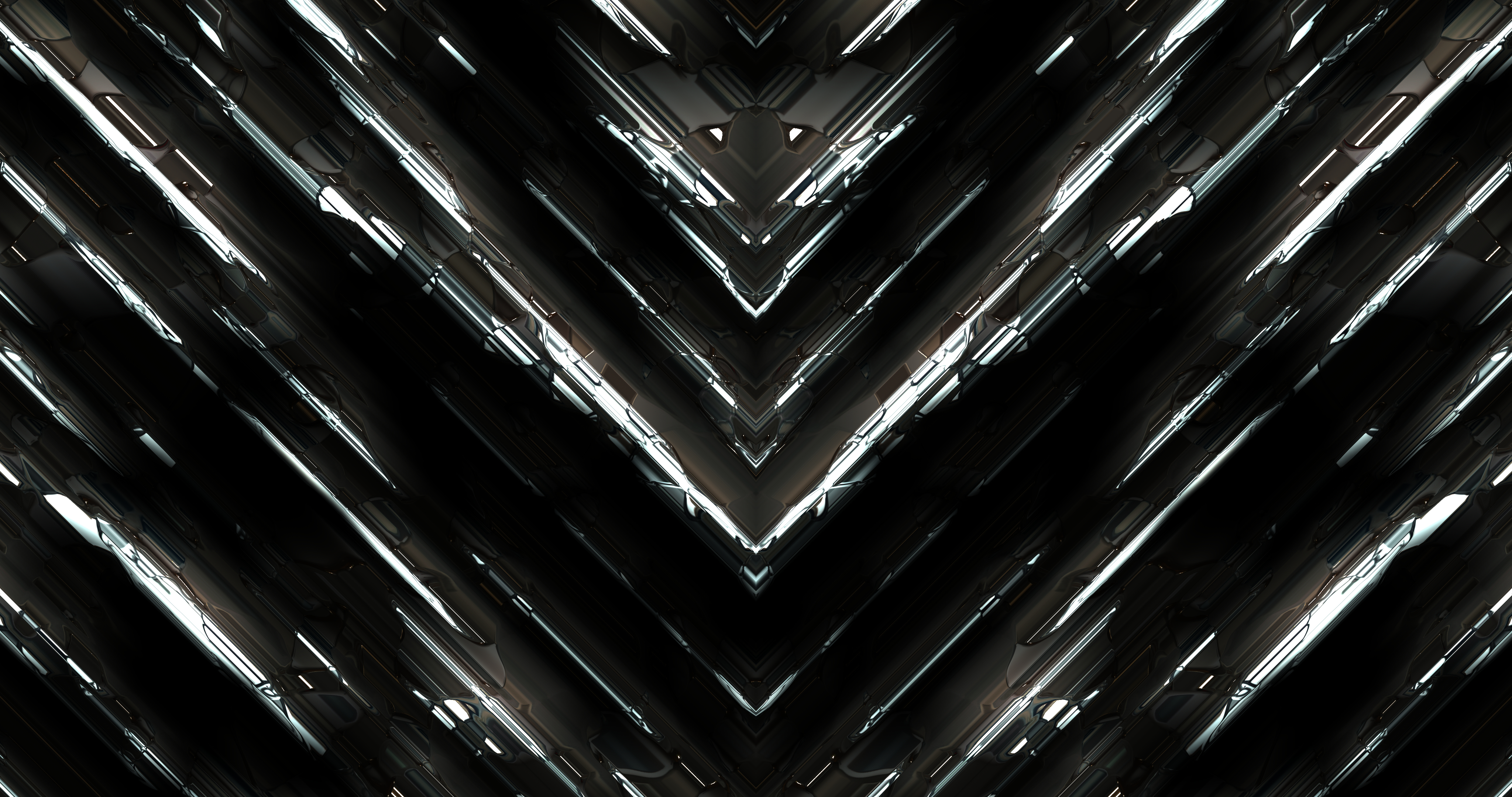 Abstract dark metallic V-shaped pattern with light reflections HD Wallpaper