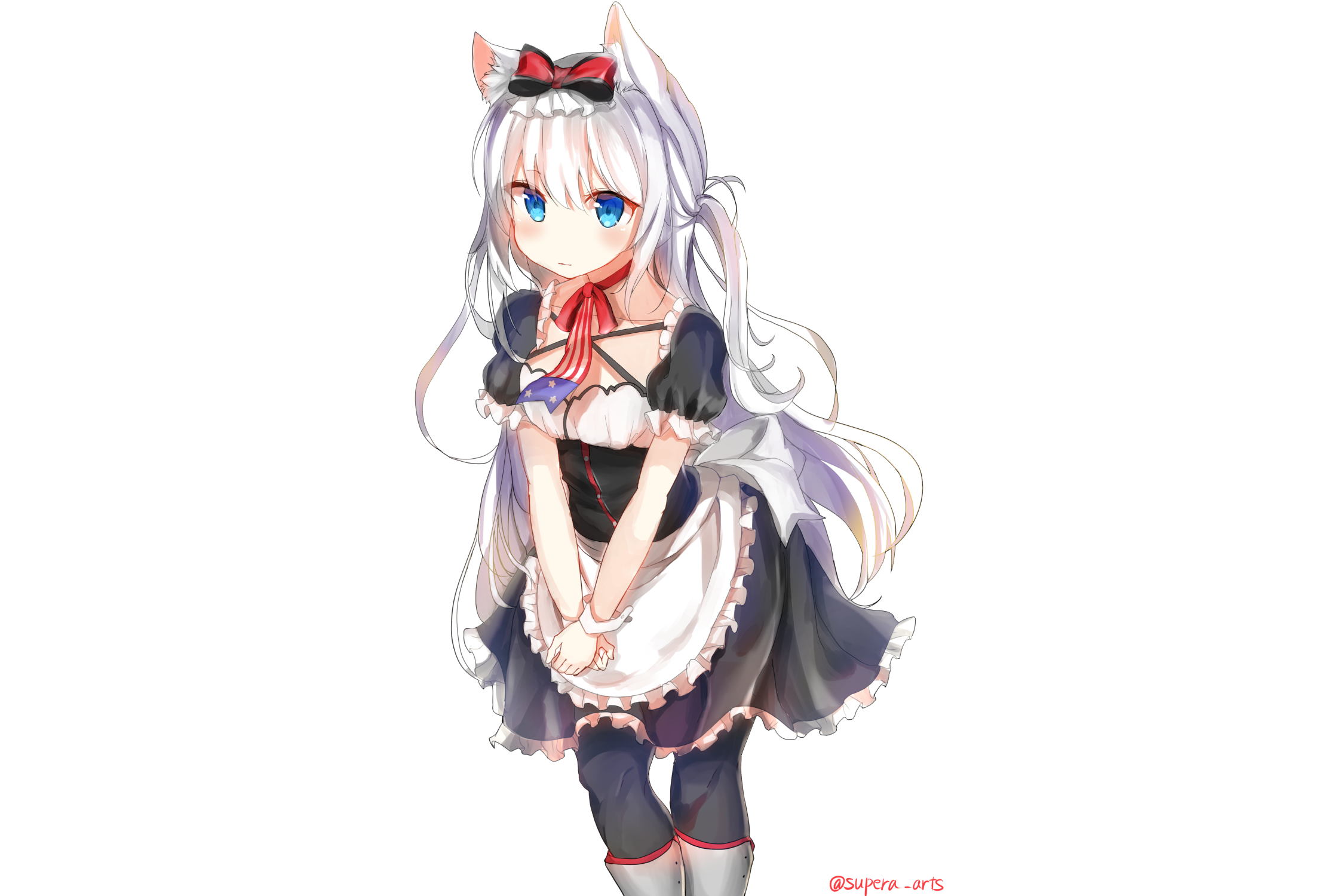 anime girls, Hammann (Azur Lane), nekomimi, blue eyes, white background, anime, long hair, Azur Lane HD Wallpaper